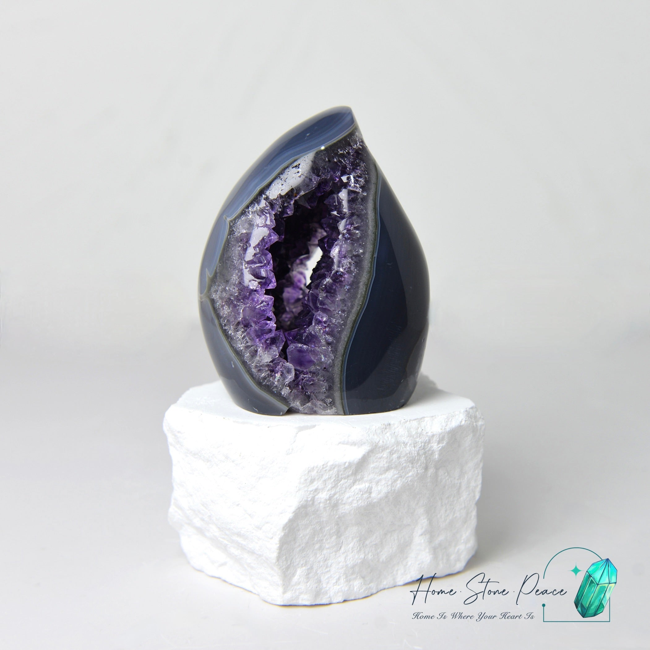 藍瑪瑙邊紫水晶火焰 Blue Agate Amethyst Flame