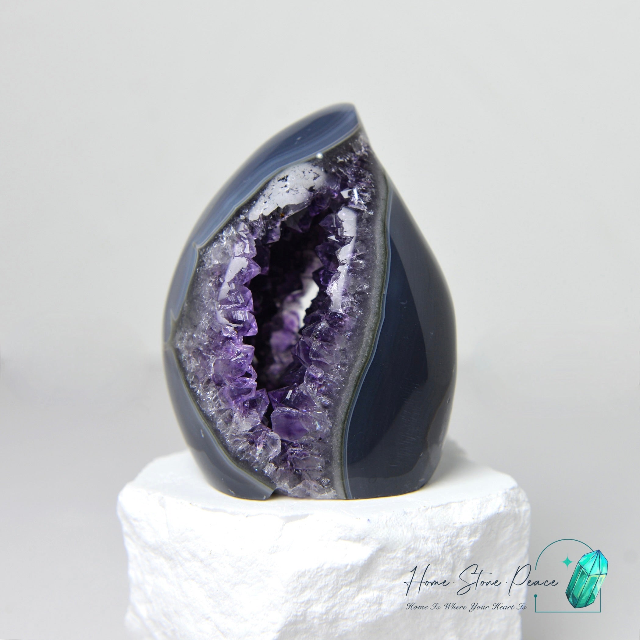 藍瑪瑙邊紫水晶火焰 Blue Agate Amethyst Flame