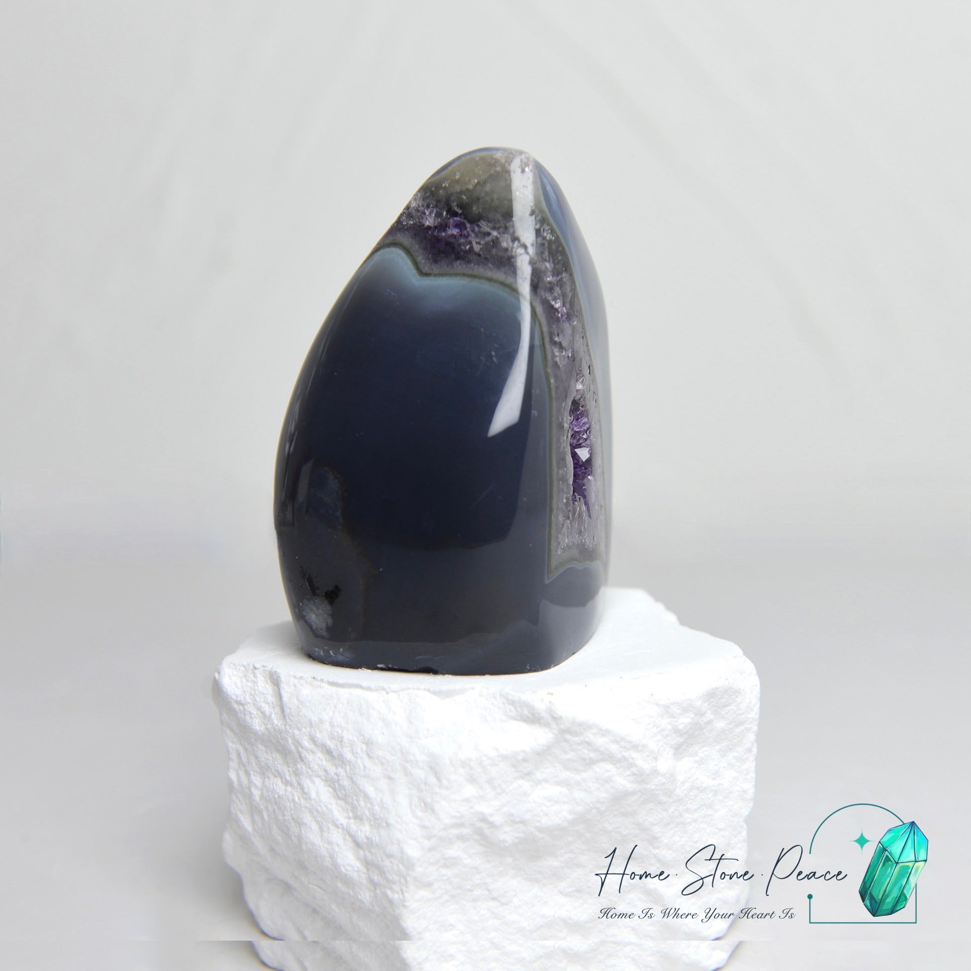 藍瑪瑙邊紫水晶火焰 Blue Agate Amethyst Flame