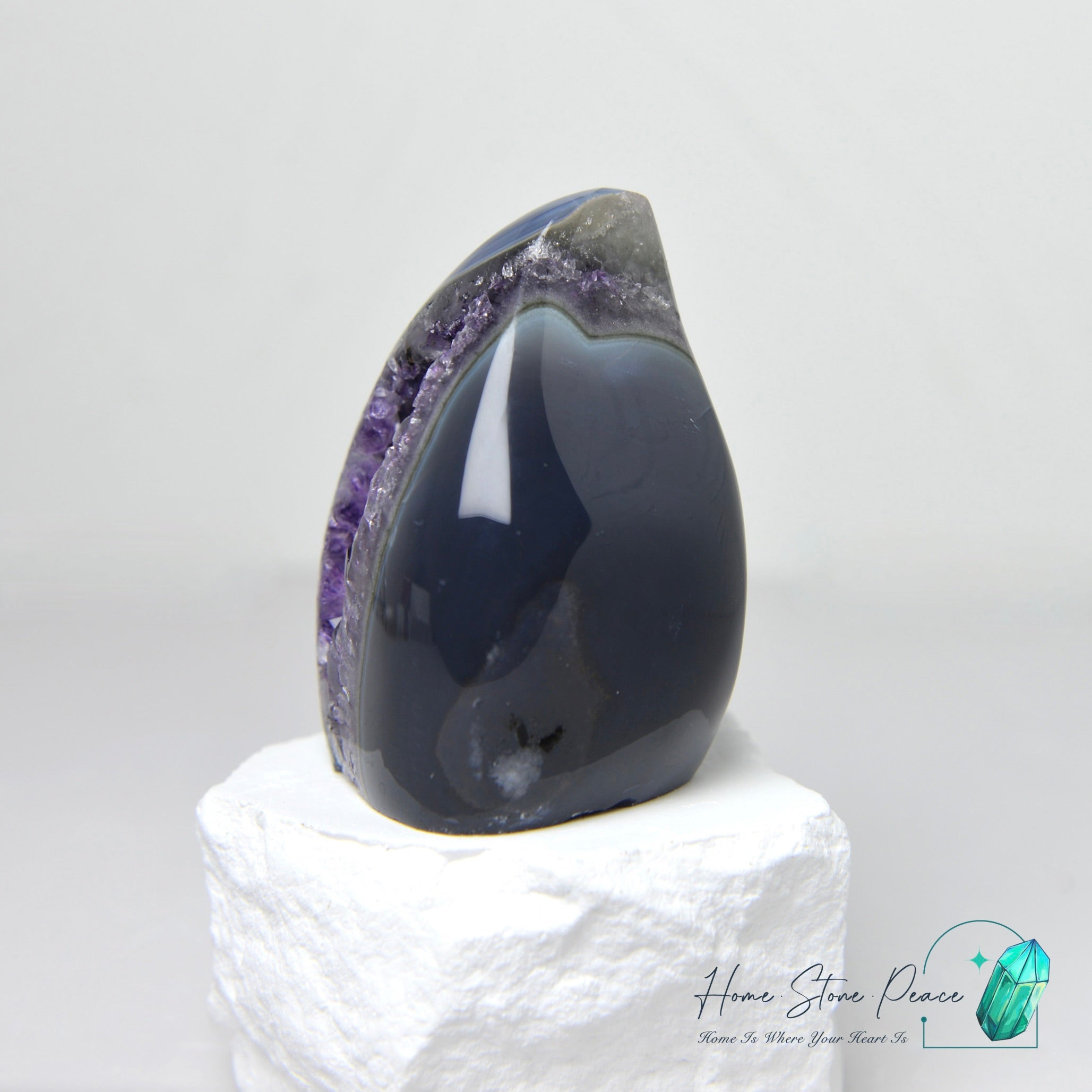 藍瑪瑙邊紫水晶火焰 Blue Agate Amethyst Flame