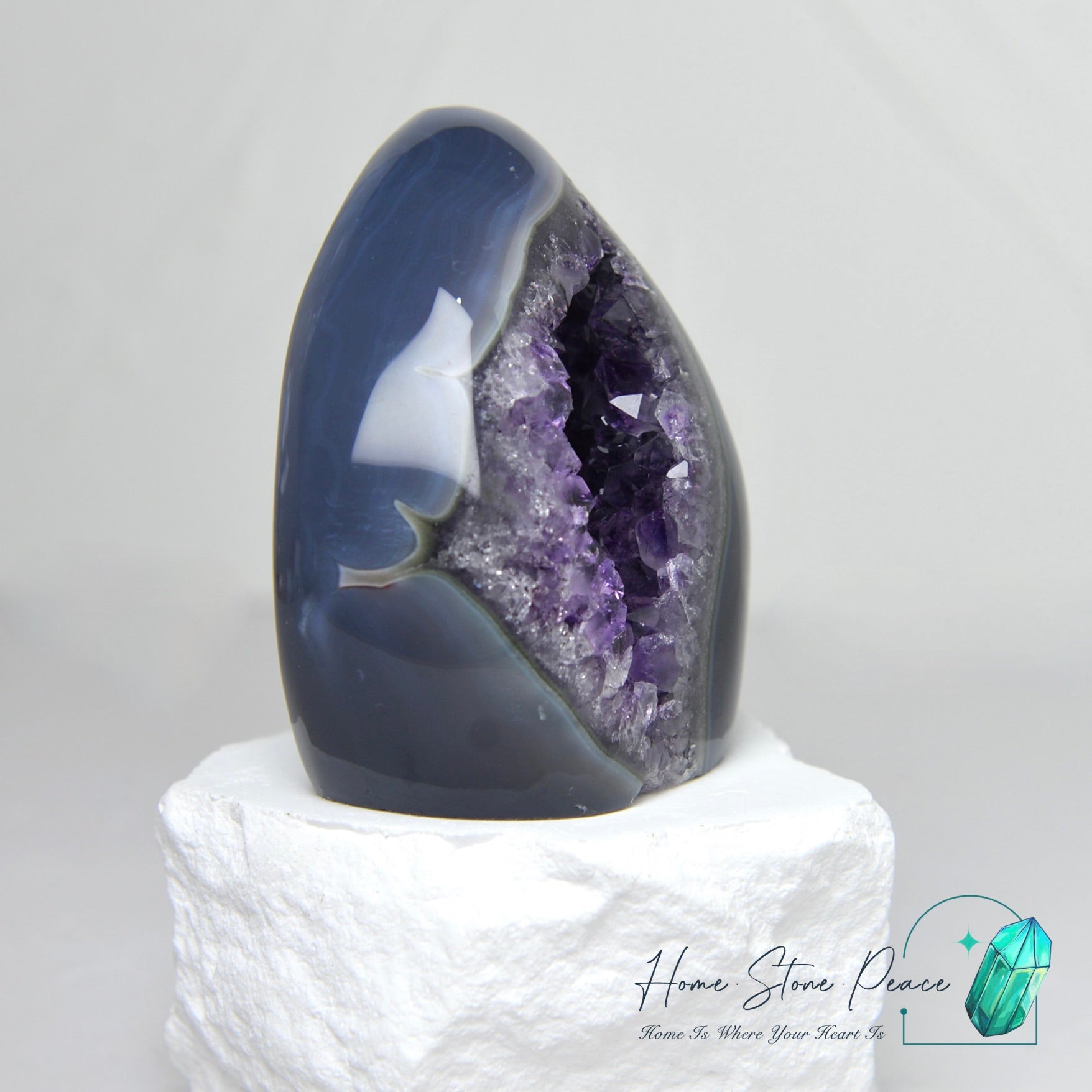 藍瑪瑙邊紫水晶火焰 Blue Agate Amethyst Flame