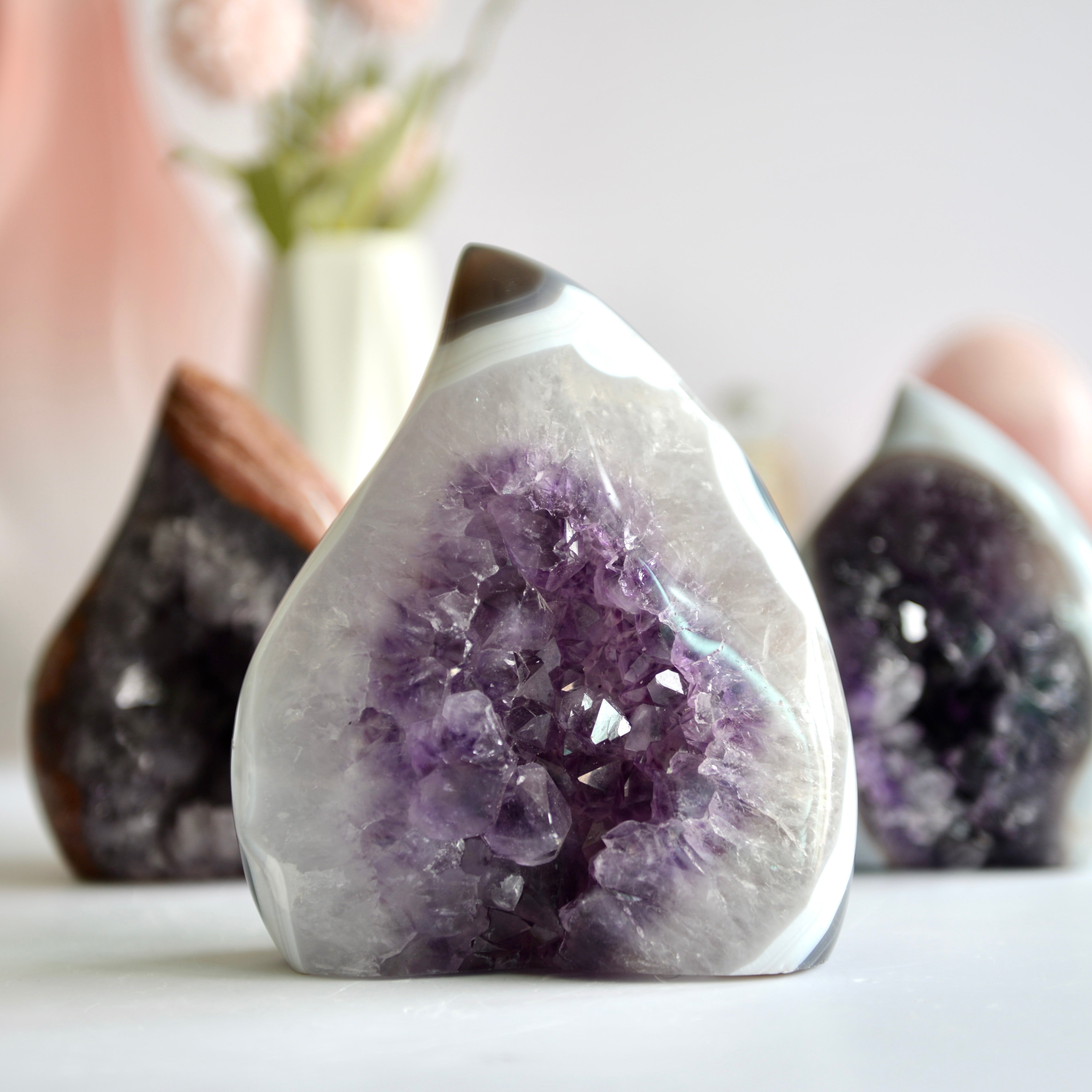 瑪瑙邊紫水晶火焰(大) Large Agate Amethyst Flame