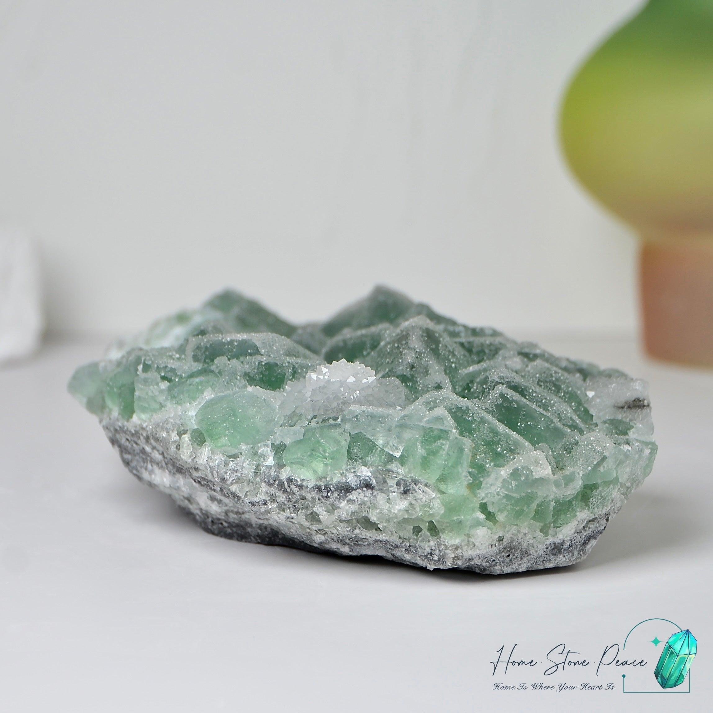 砂糖螢石原石 Green Sugar Coated Fluorite Cluster