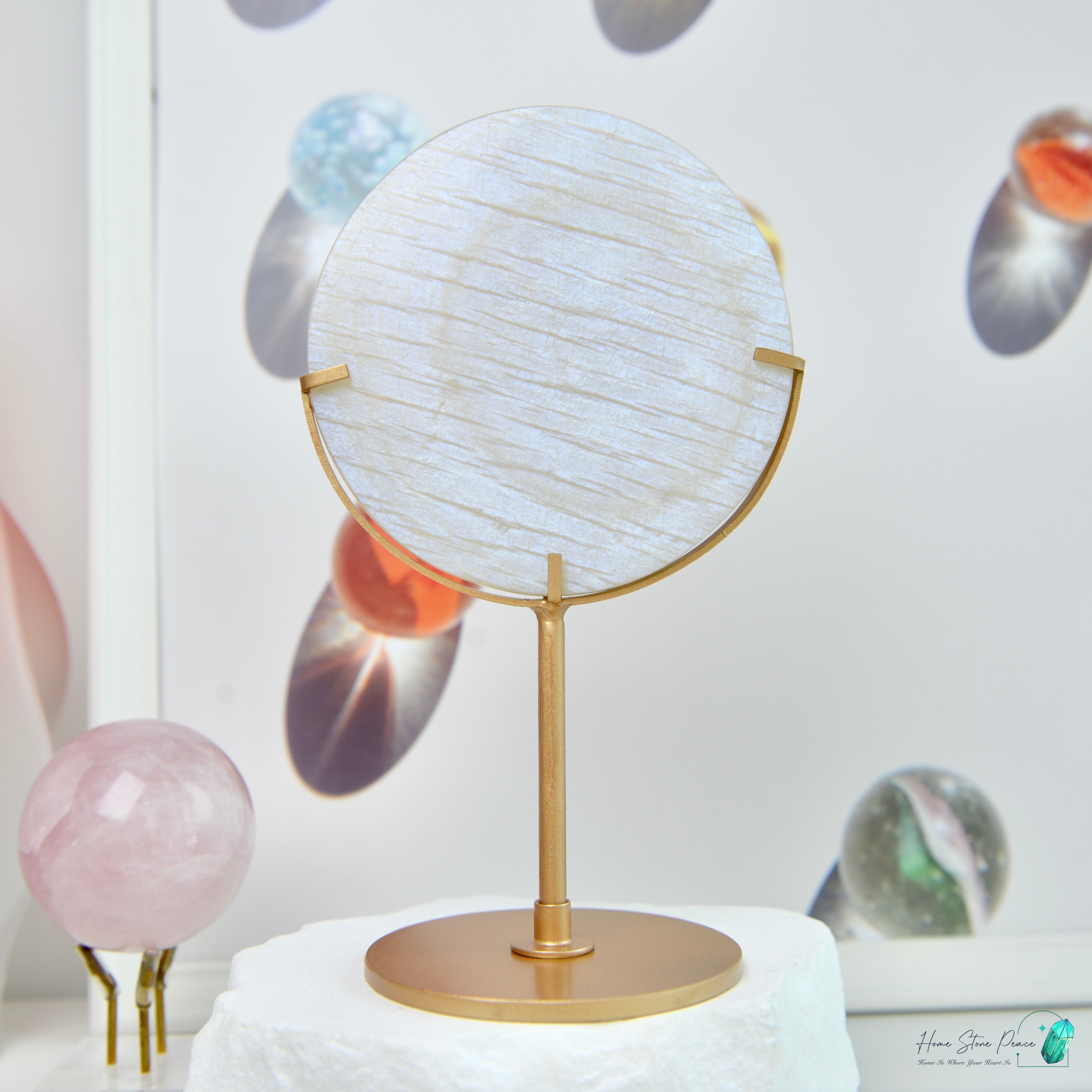 滿月月亮石連座 フルムーンムーンストーン スタンド付き