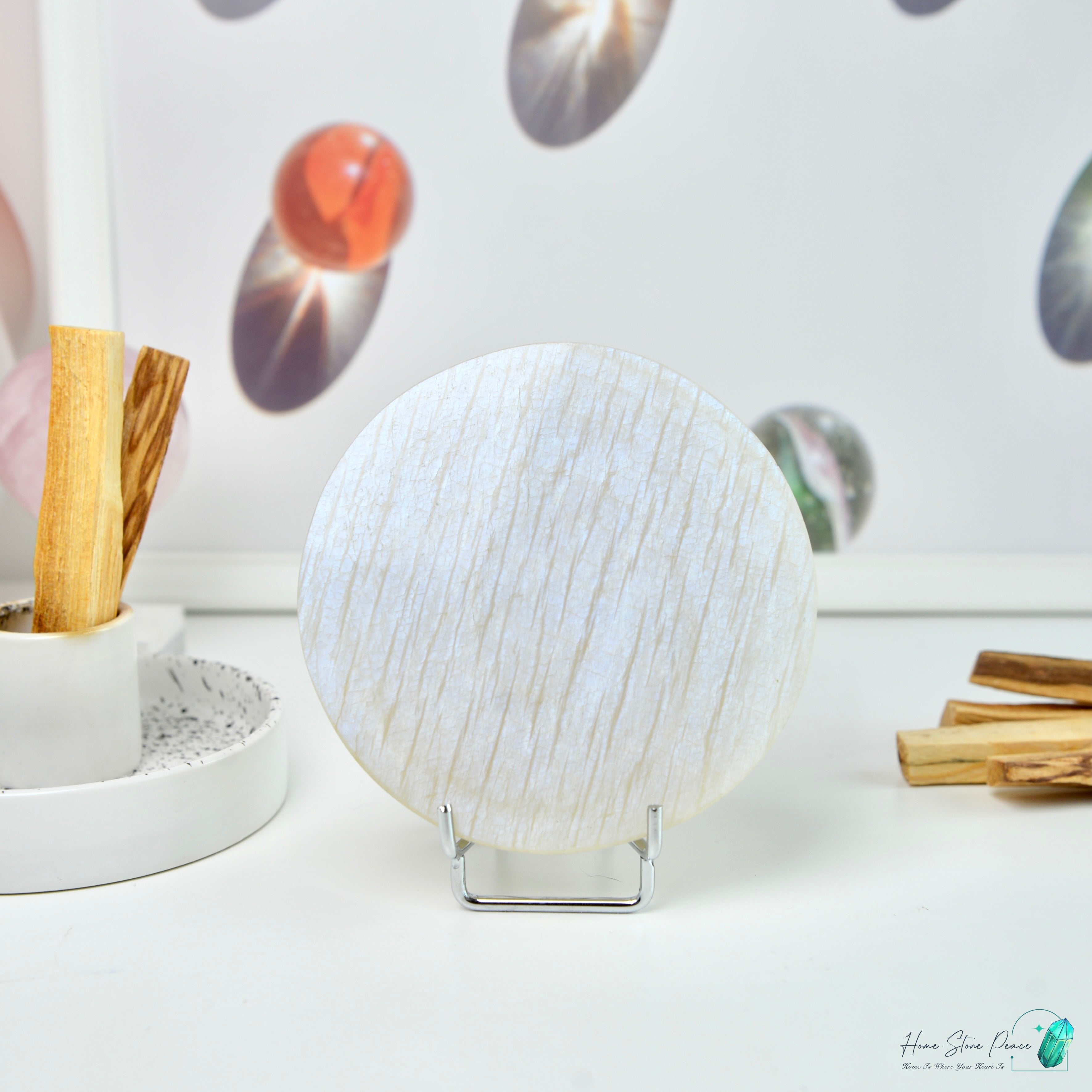 滿月月亮石連座 フルムーンムーンストーン スタンド付き