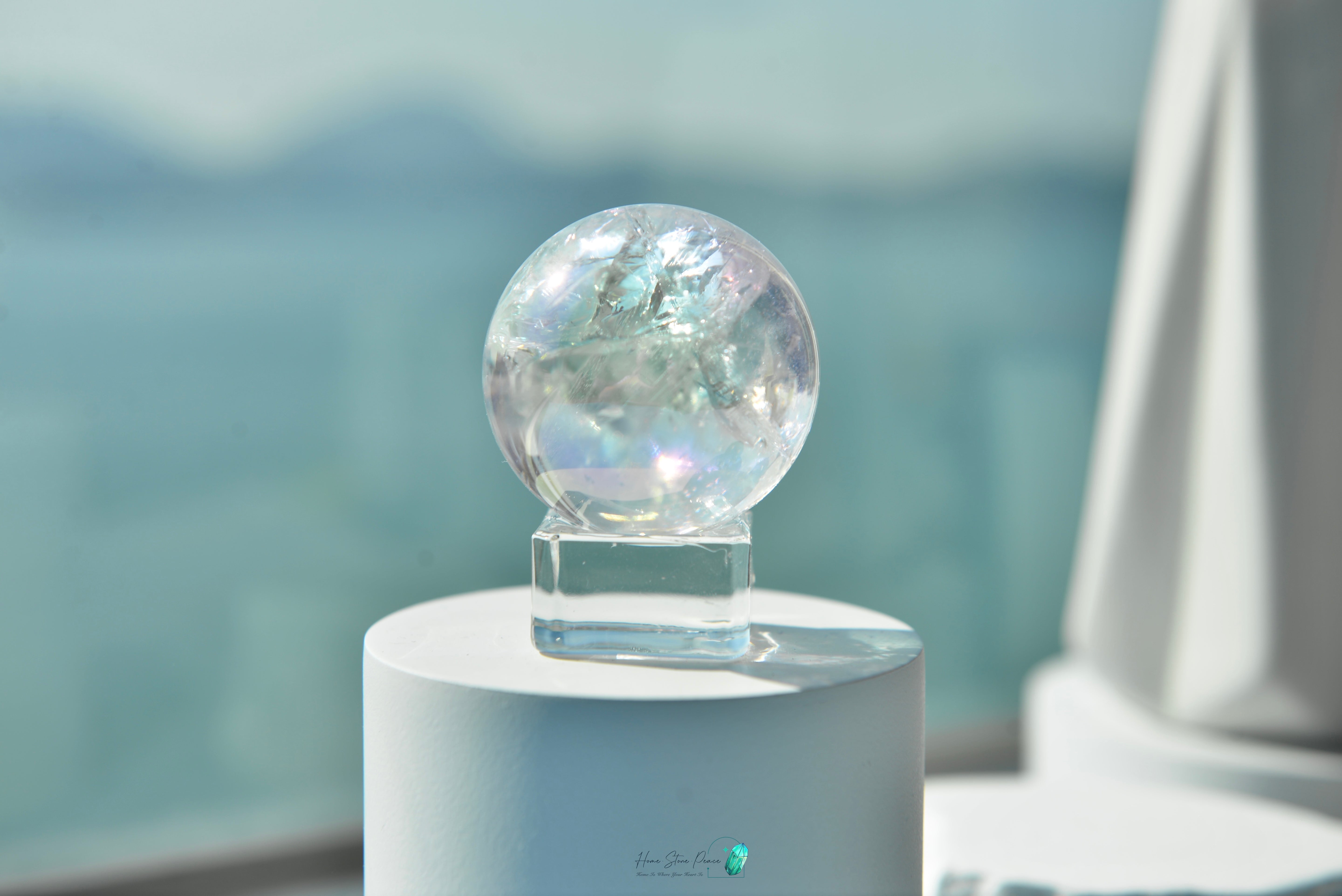 天使光鍍彩白水晶球 Aura Clear Quartz Sphere