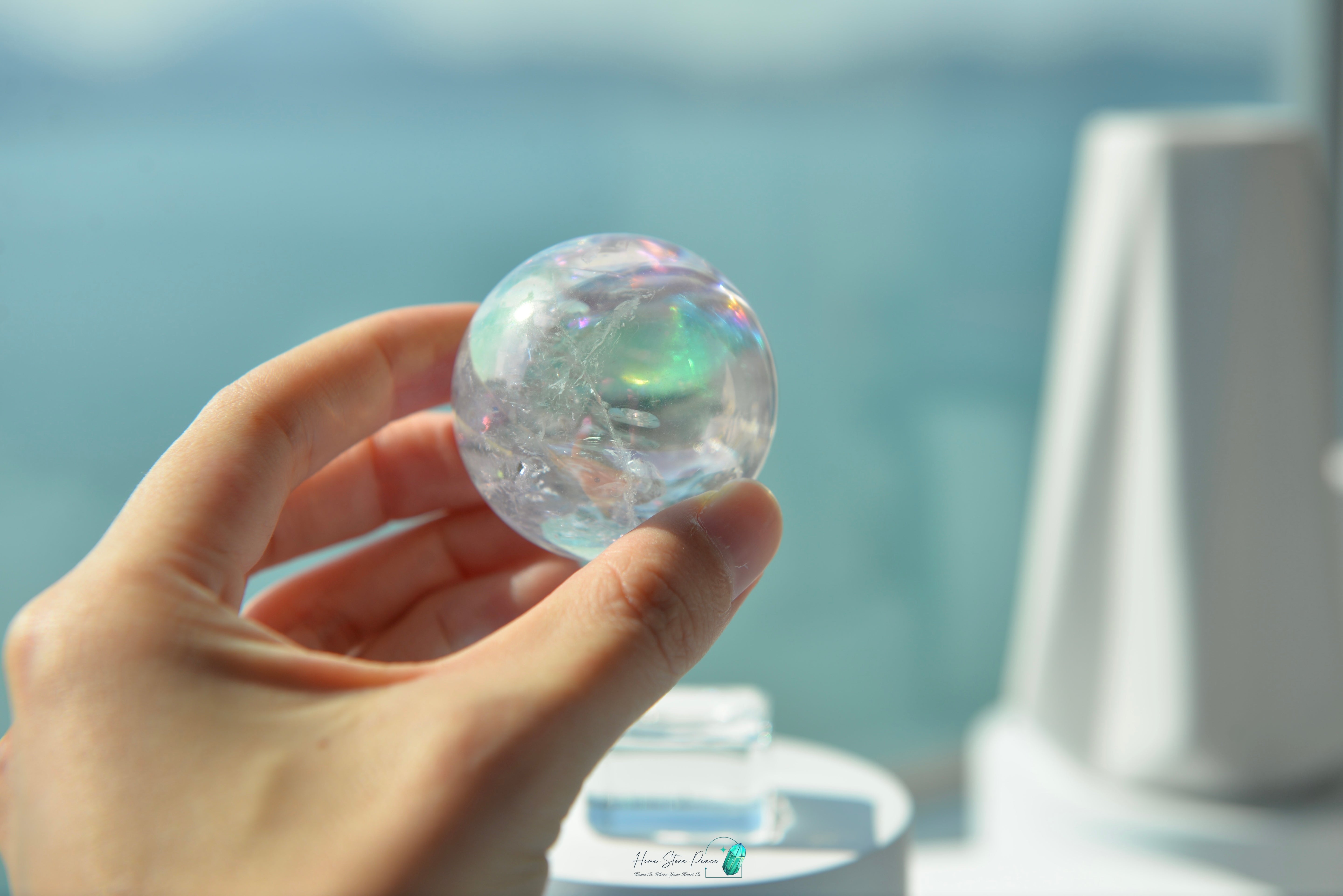 天使光鍍彩白水晶球 Aura Clear Quartz Sphere