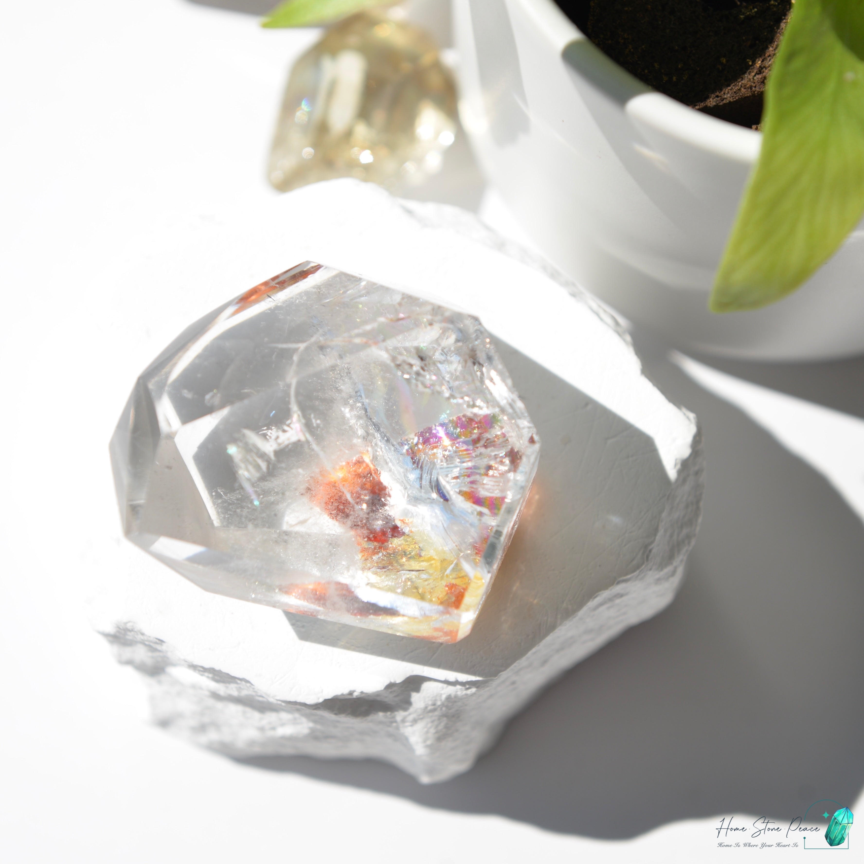 紅黃膠花水晶隨形(含彩虹)Red & Yellow Hematoid Quartz Free Form
