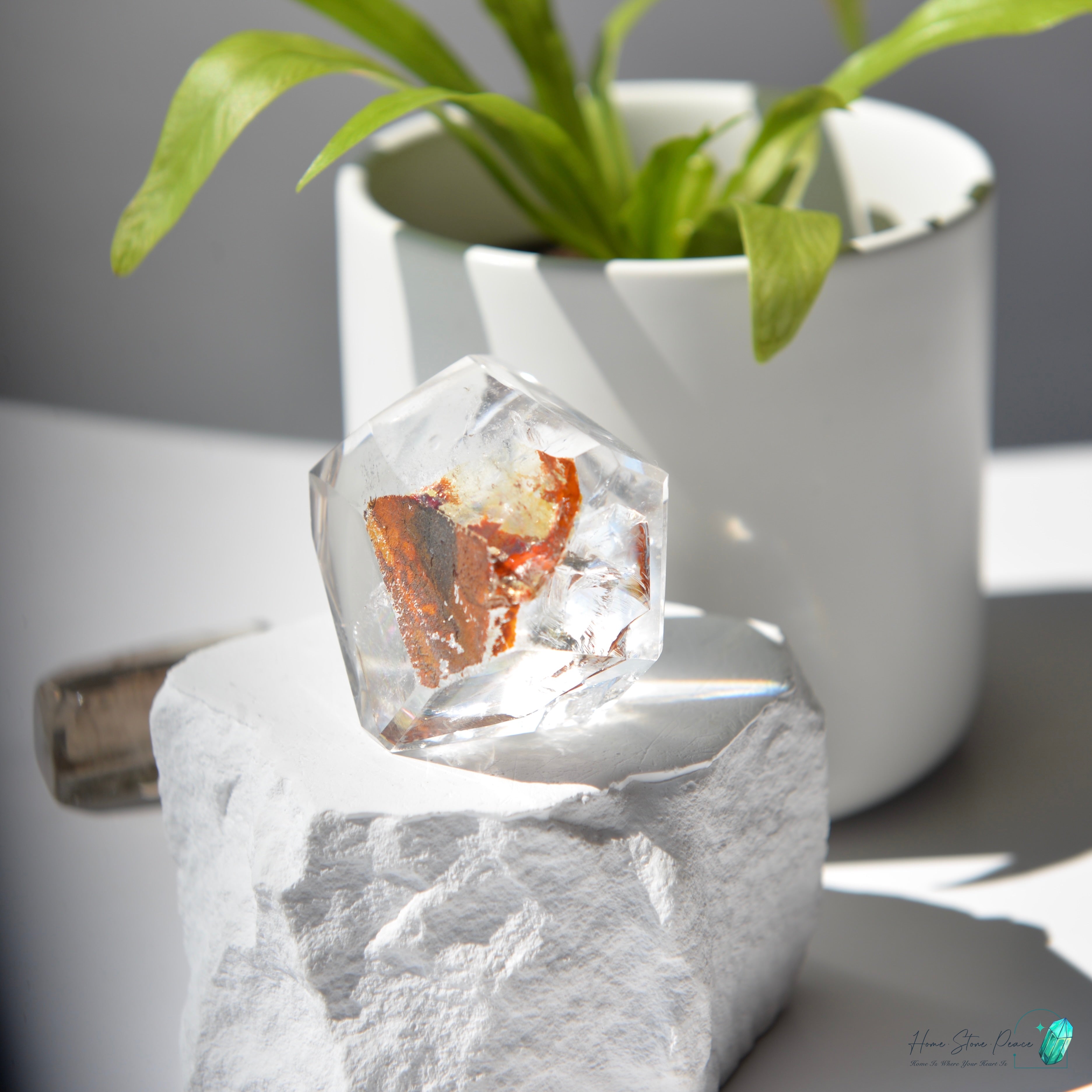 紅黃膠花水晶隨形(含彩虹)Red & Yellow Hematoid Quartz Free Form