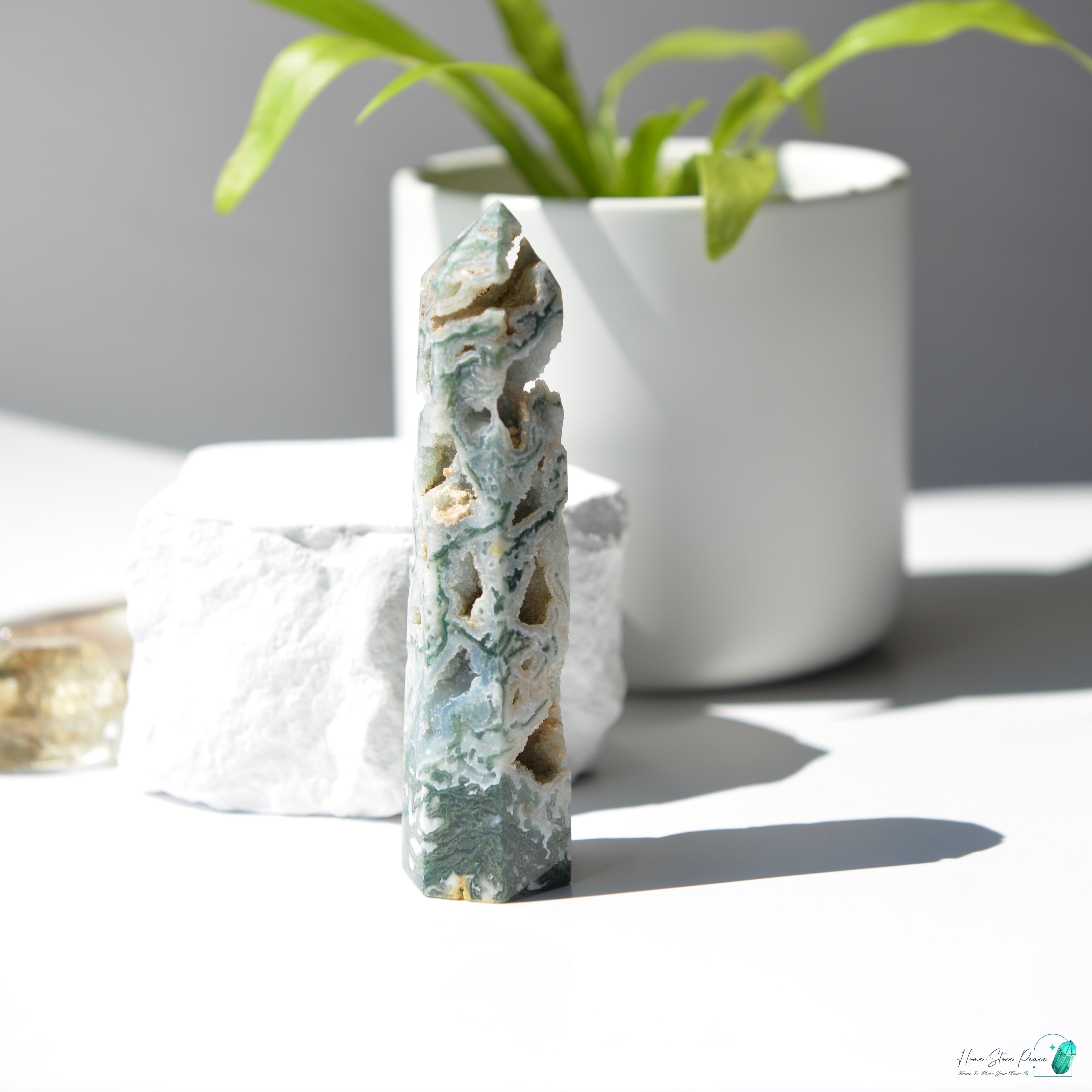 水草瑪瑙柱 Moss Agate Tower