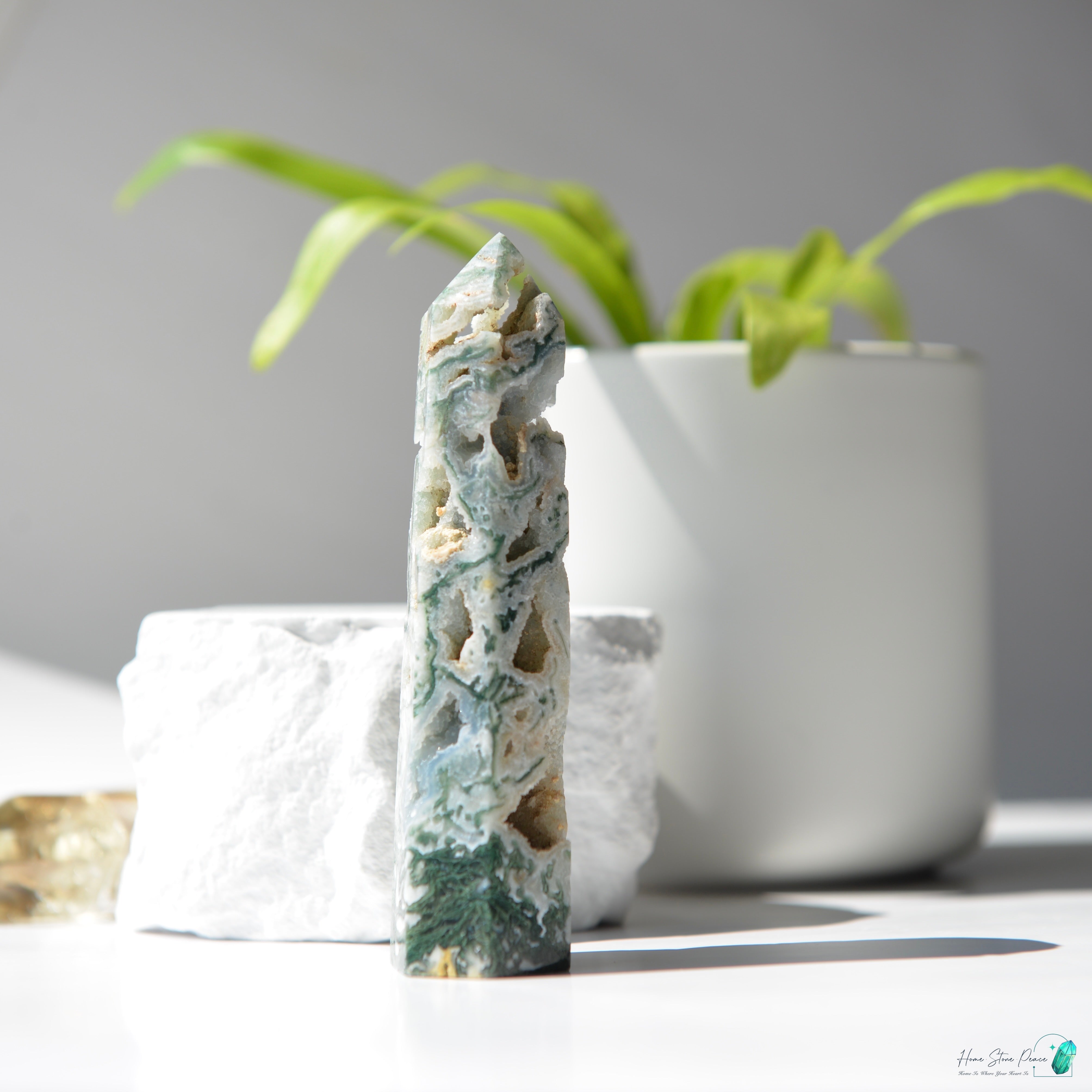 水草瑪瑙柱 Moss Agate Tower