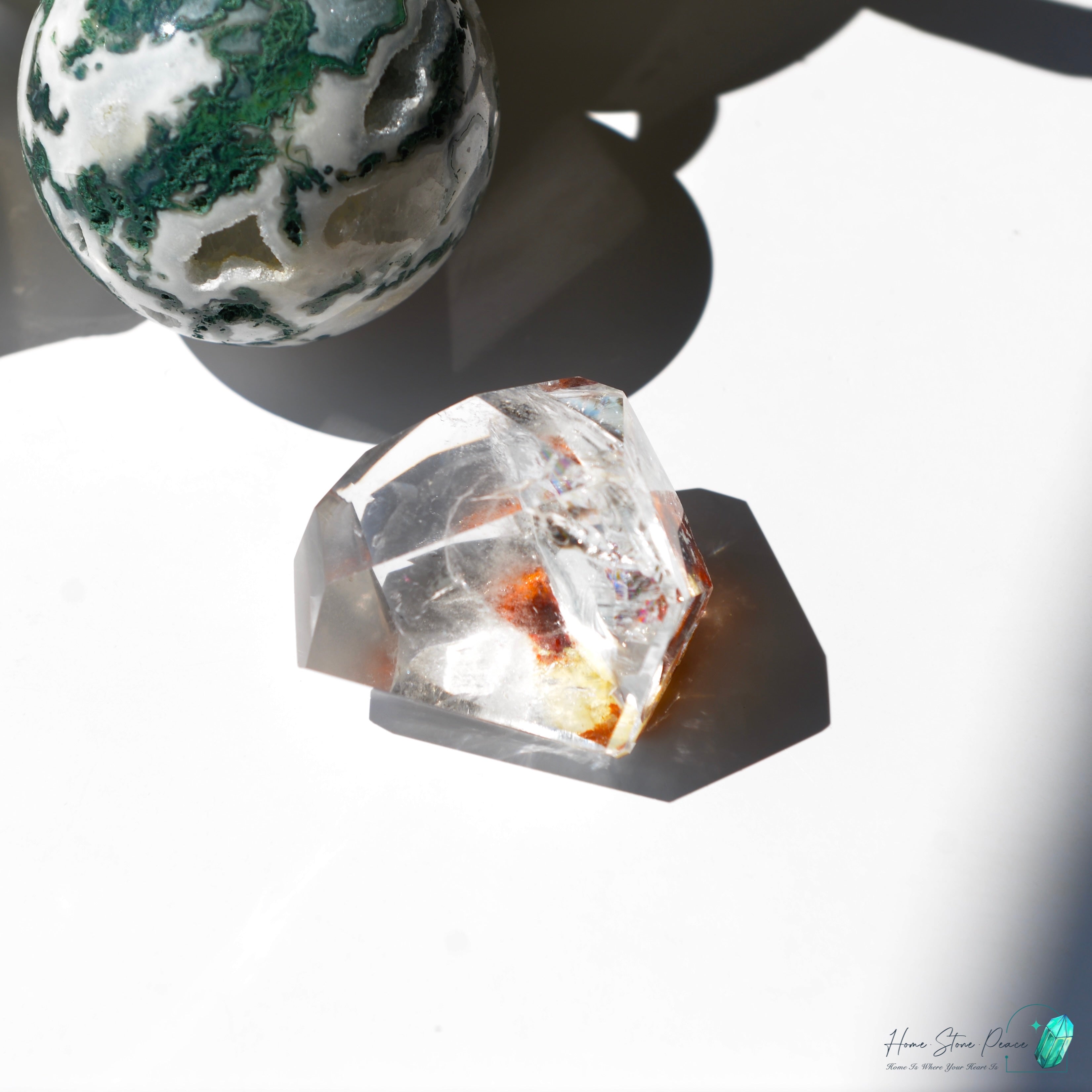 紅黃膠花水晶隨形(含彩虹)Red & Yellow Hematoid Quartz Free Form
