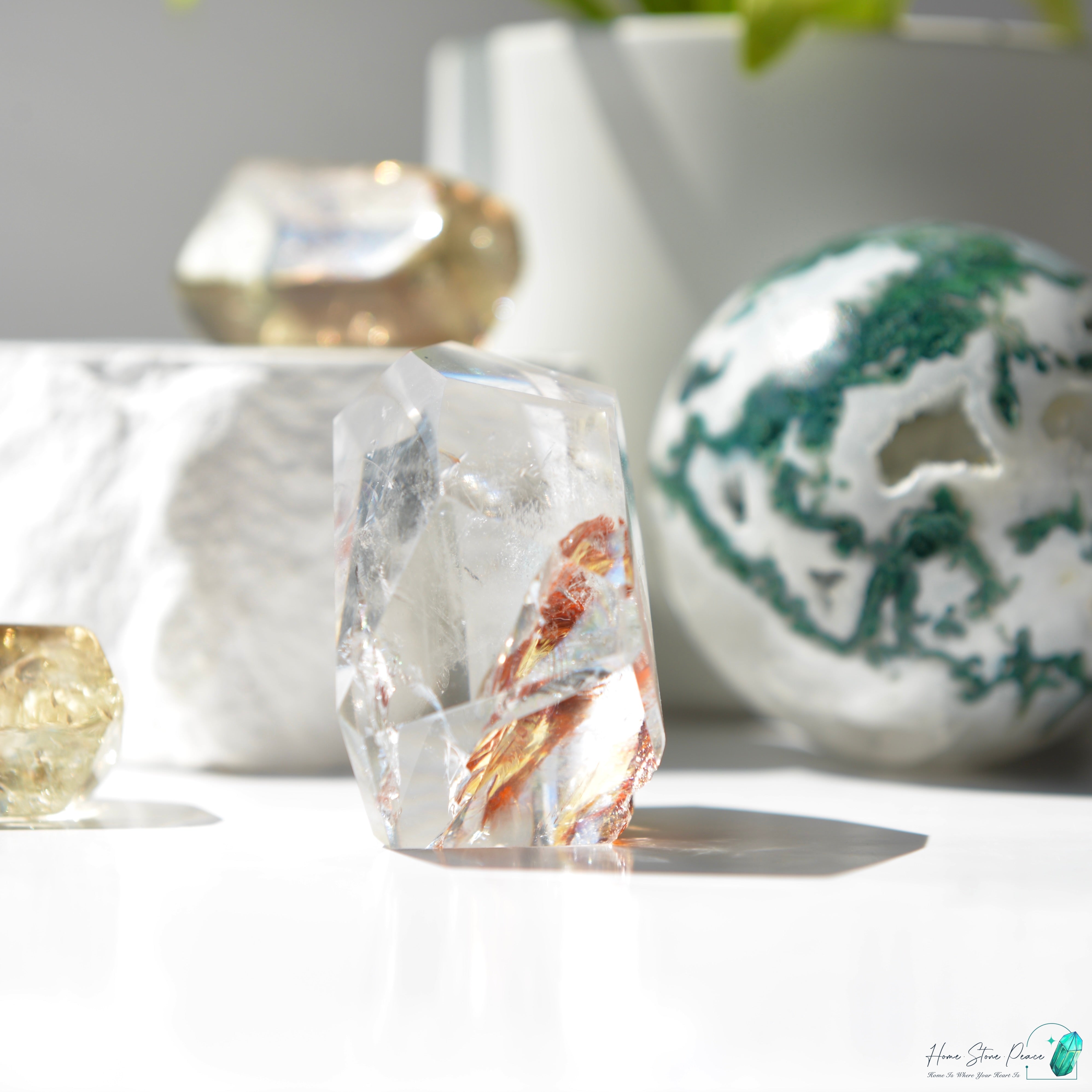 紅黃膠花水晶隨形(含彩虹)Red & Yellow Hematoid Quartz Free Form