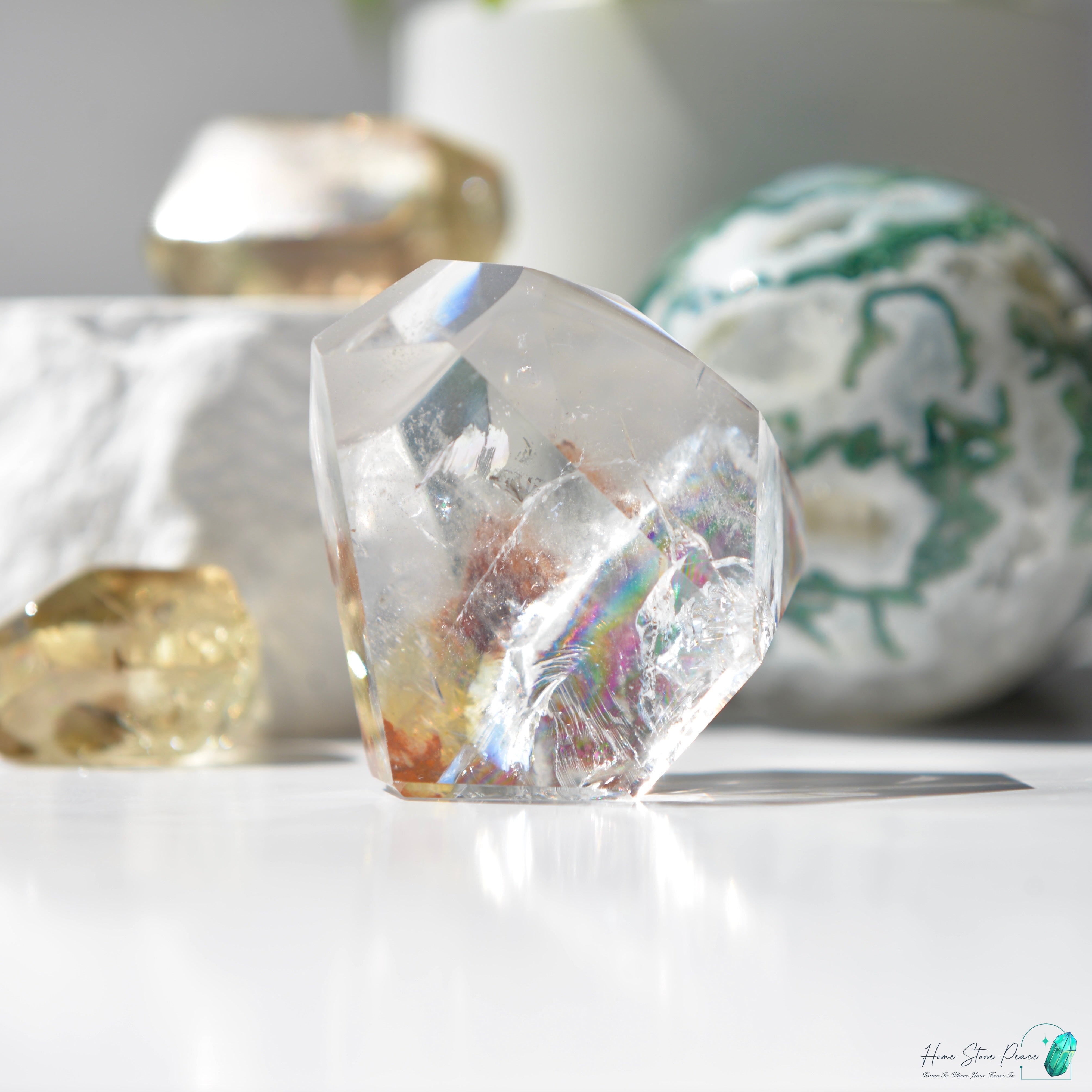 紅黃膠花水晶隨形(含彩虹)Red & Yellow Hematoid Quartz Free Form