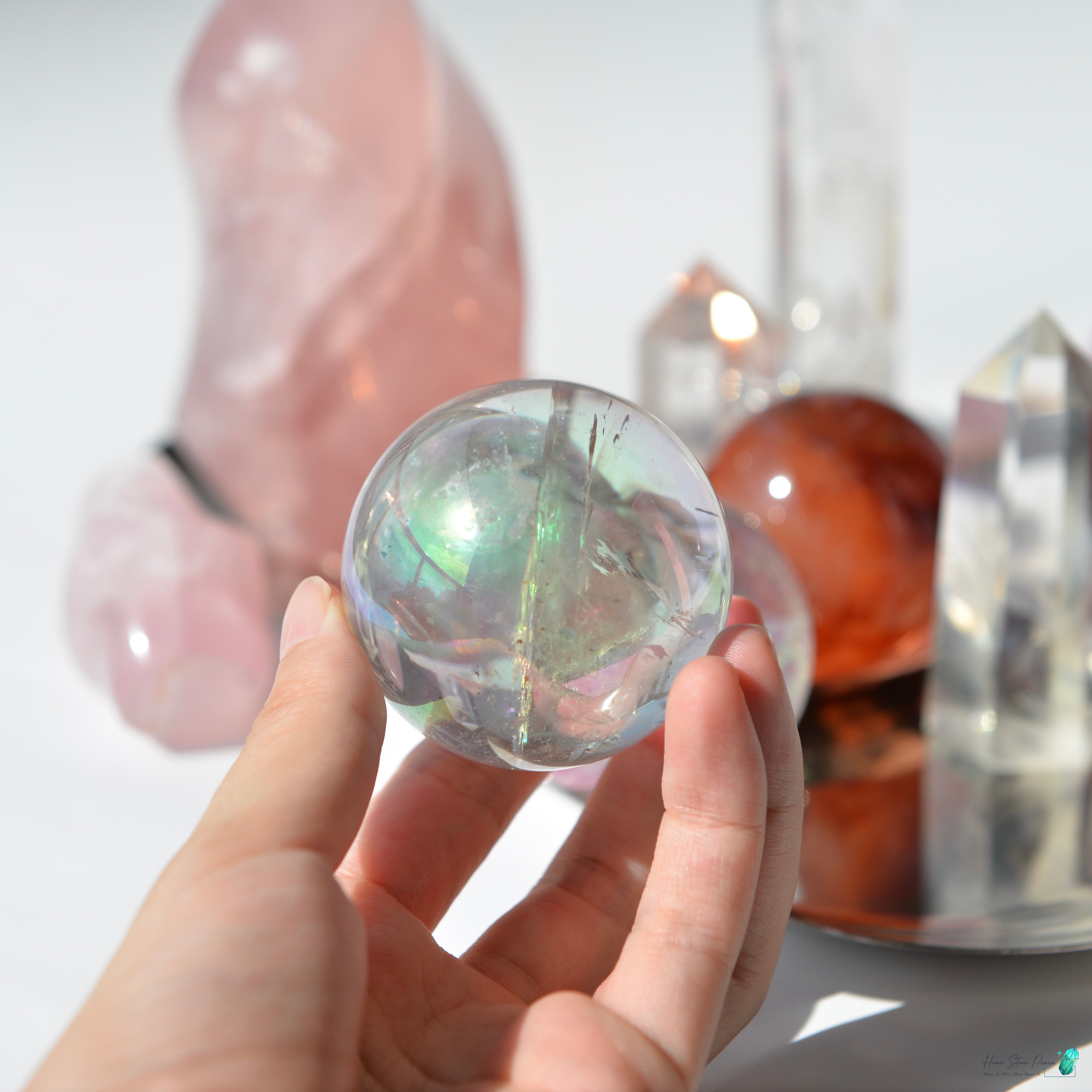 天使光鍍彩白水晶球 Aura Clear Quartz Sphere