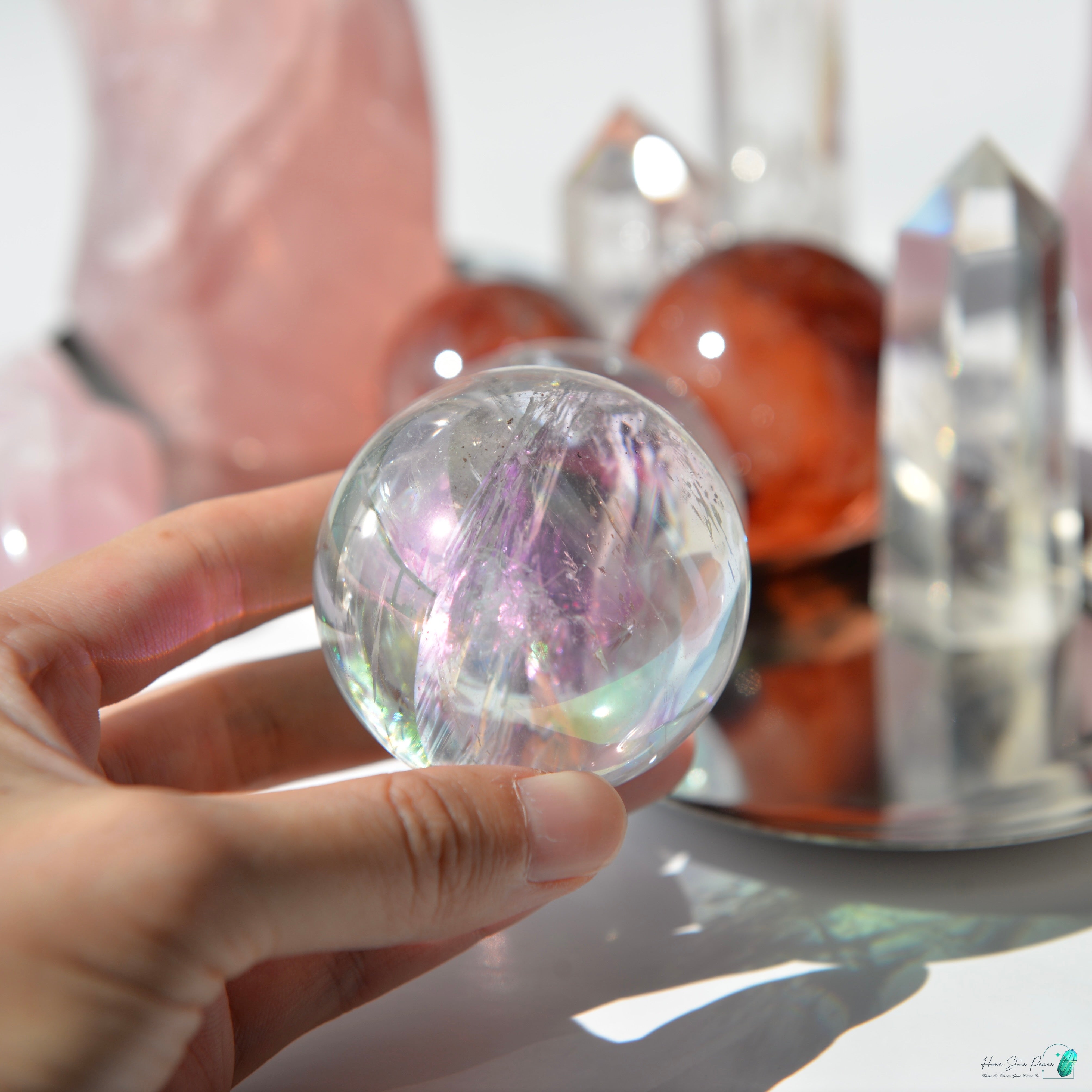 天使光鍍彩白水晶球 Aura Clear Quartz Sphere