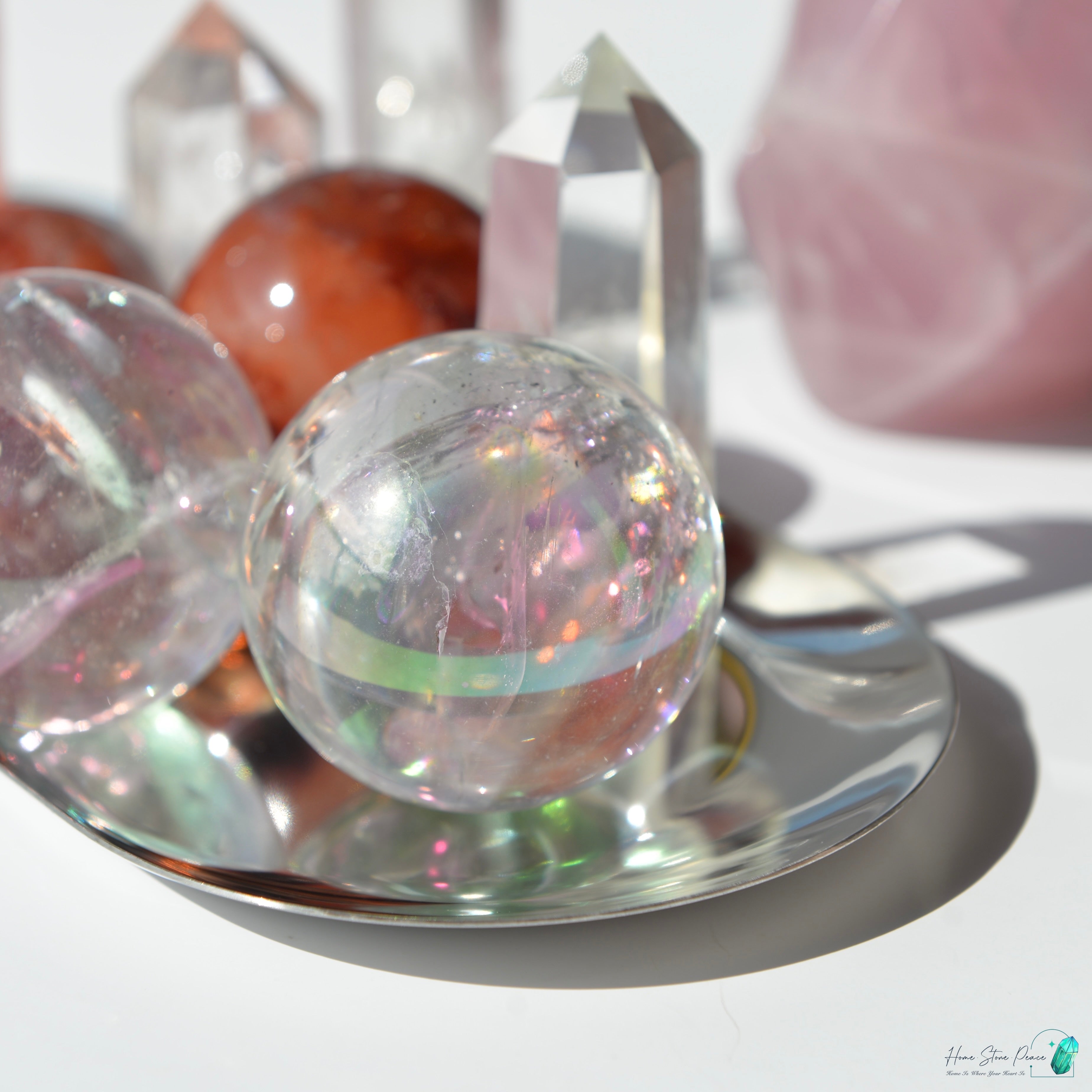 天使光鍍彩白水晶球 Aura Clear Quartz Sphere