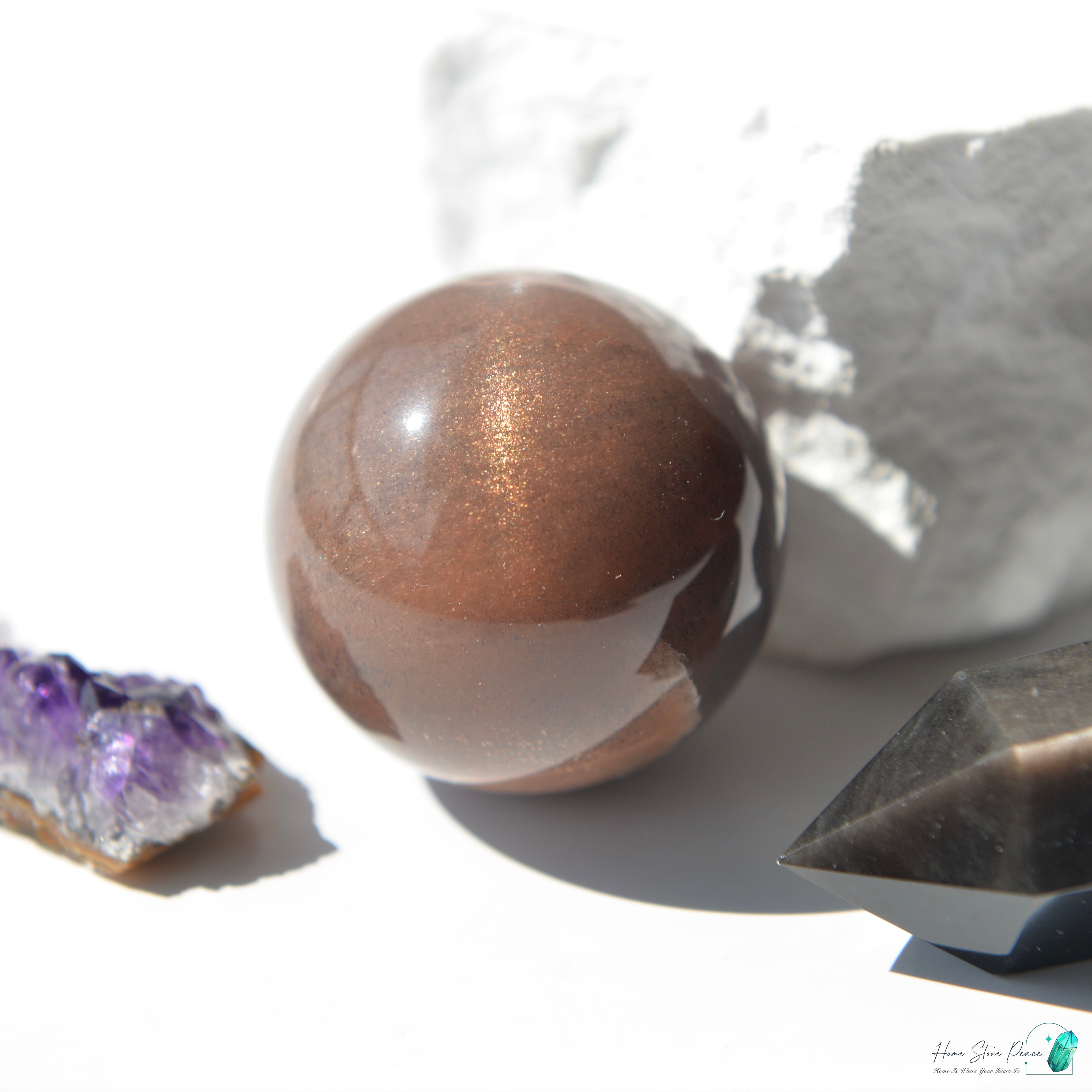 黑橙月亮石球 ブラックオレンジムーンストーン球