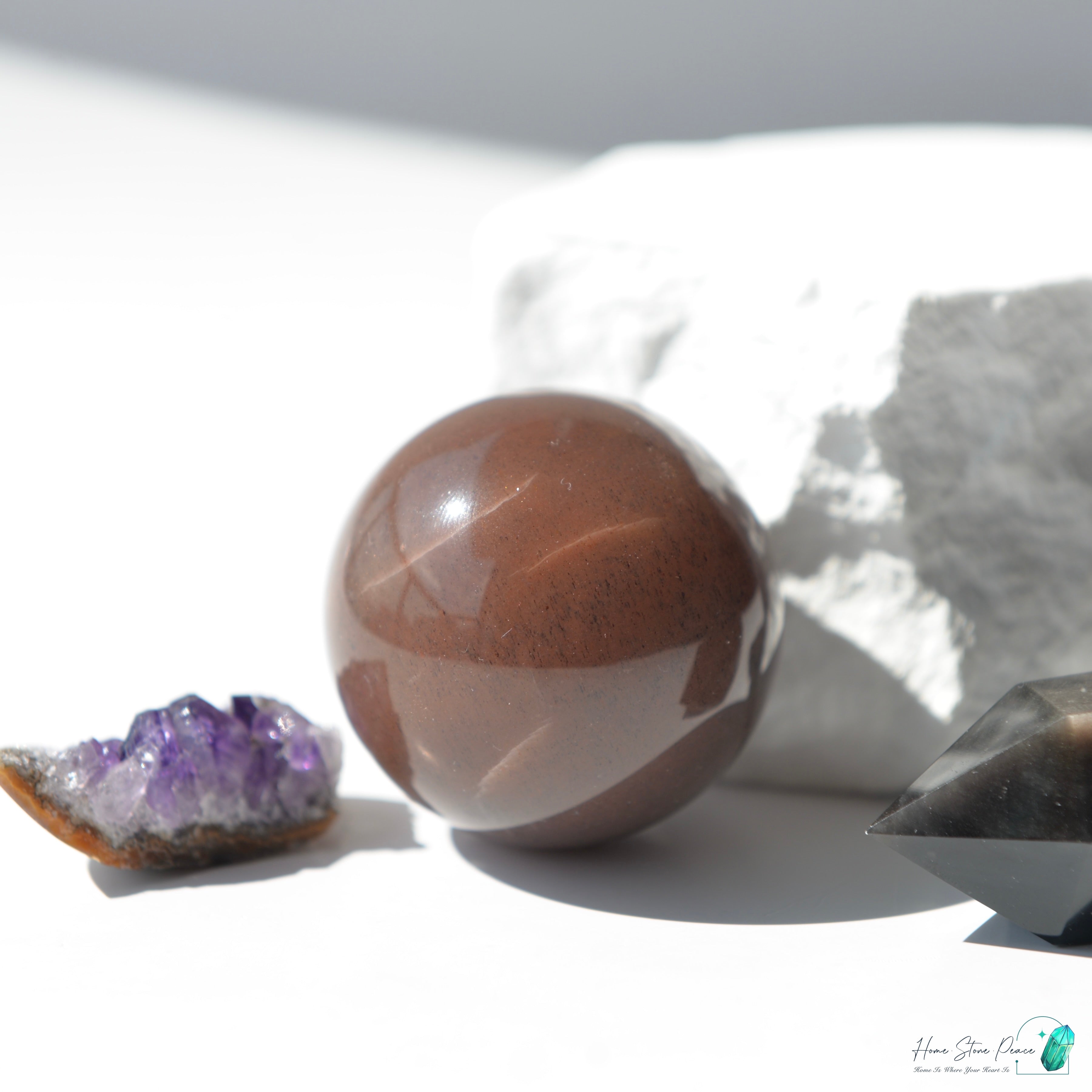 黑橙月亮石球 ブラックオレンジムーンストーン球