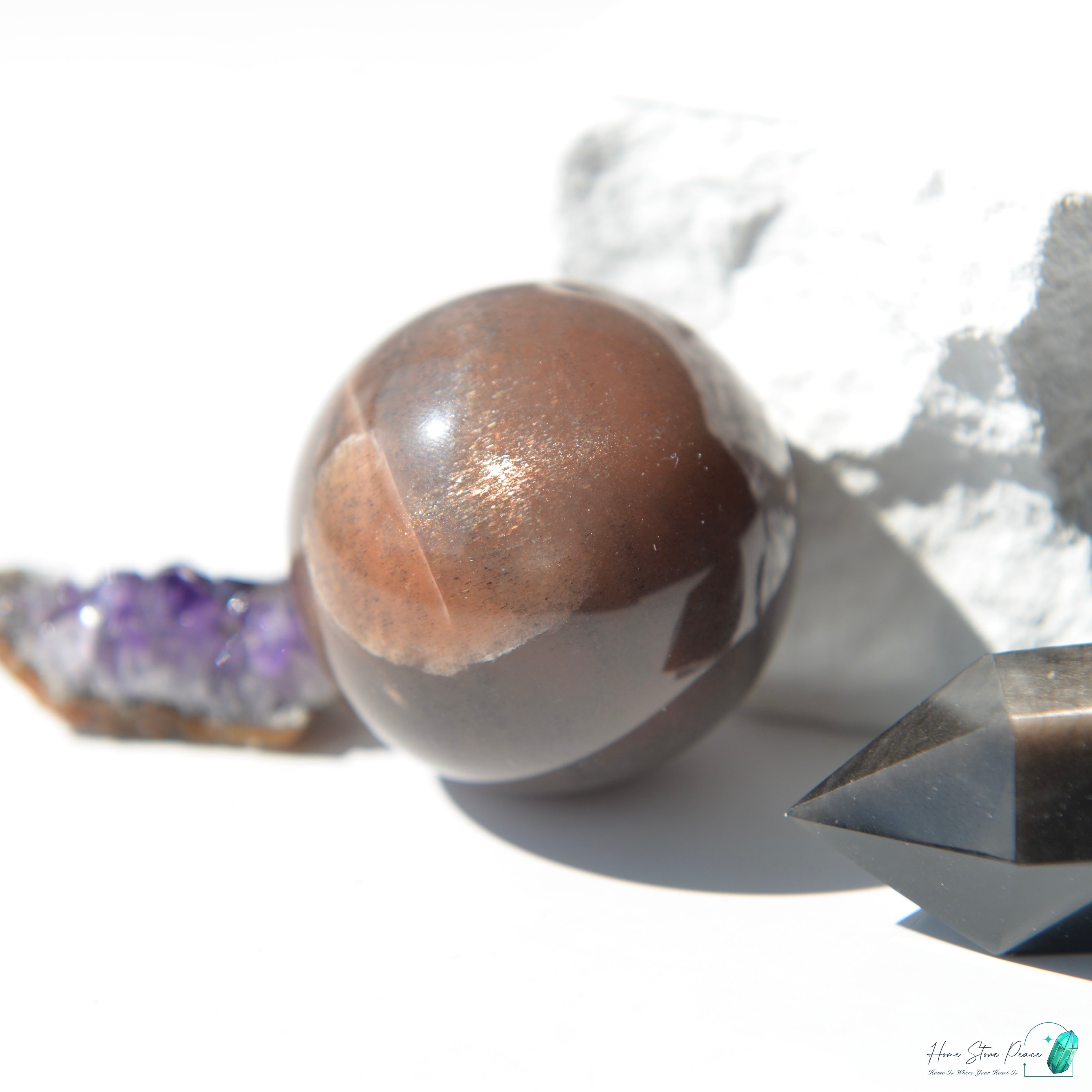 黑橙月亮石球 ブラックオレンジムーンストーン球