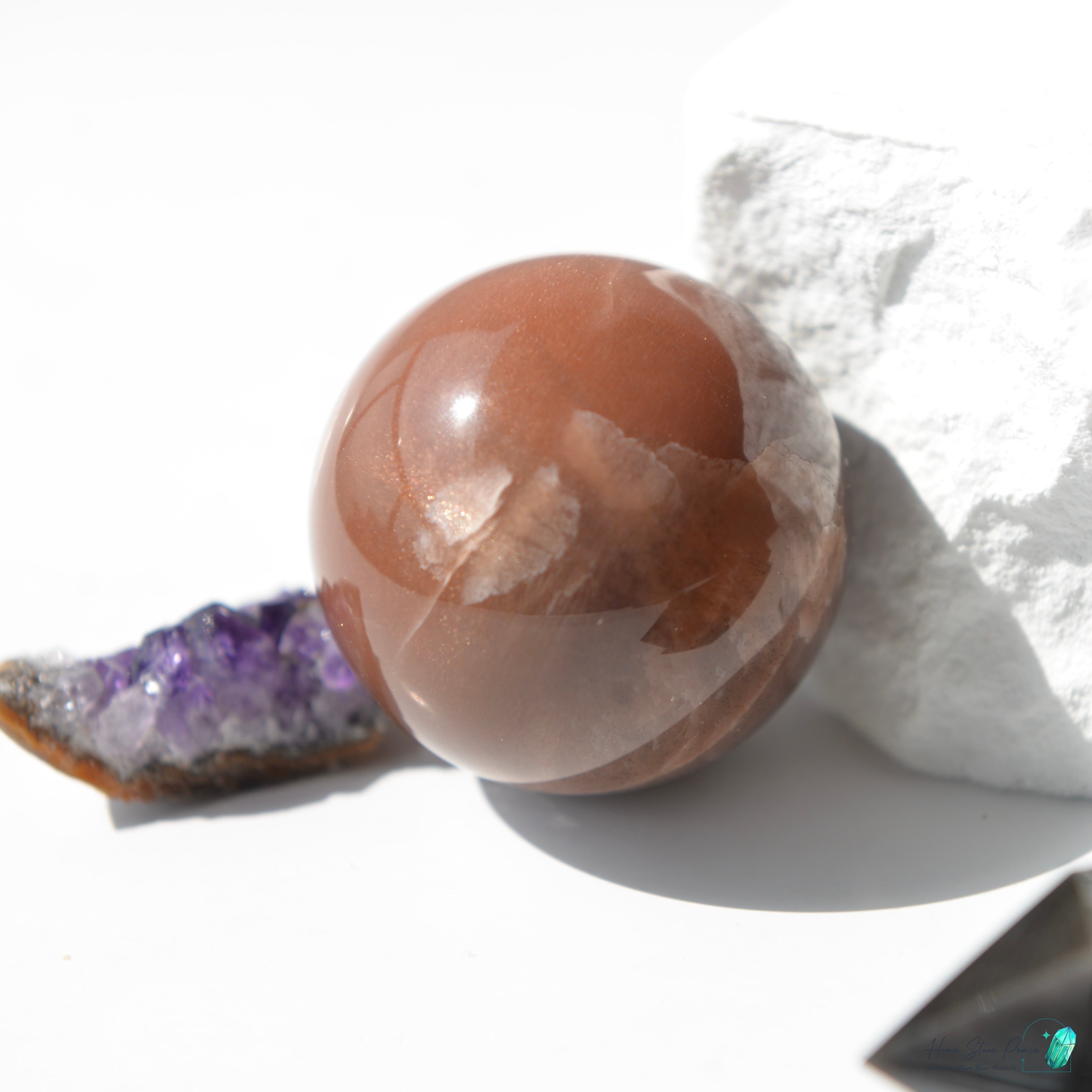 黑橙月亮石球 ブラックオレンジムーンストーン球