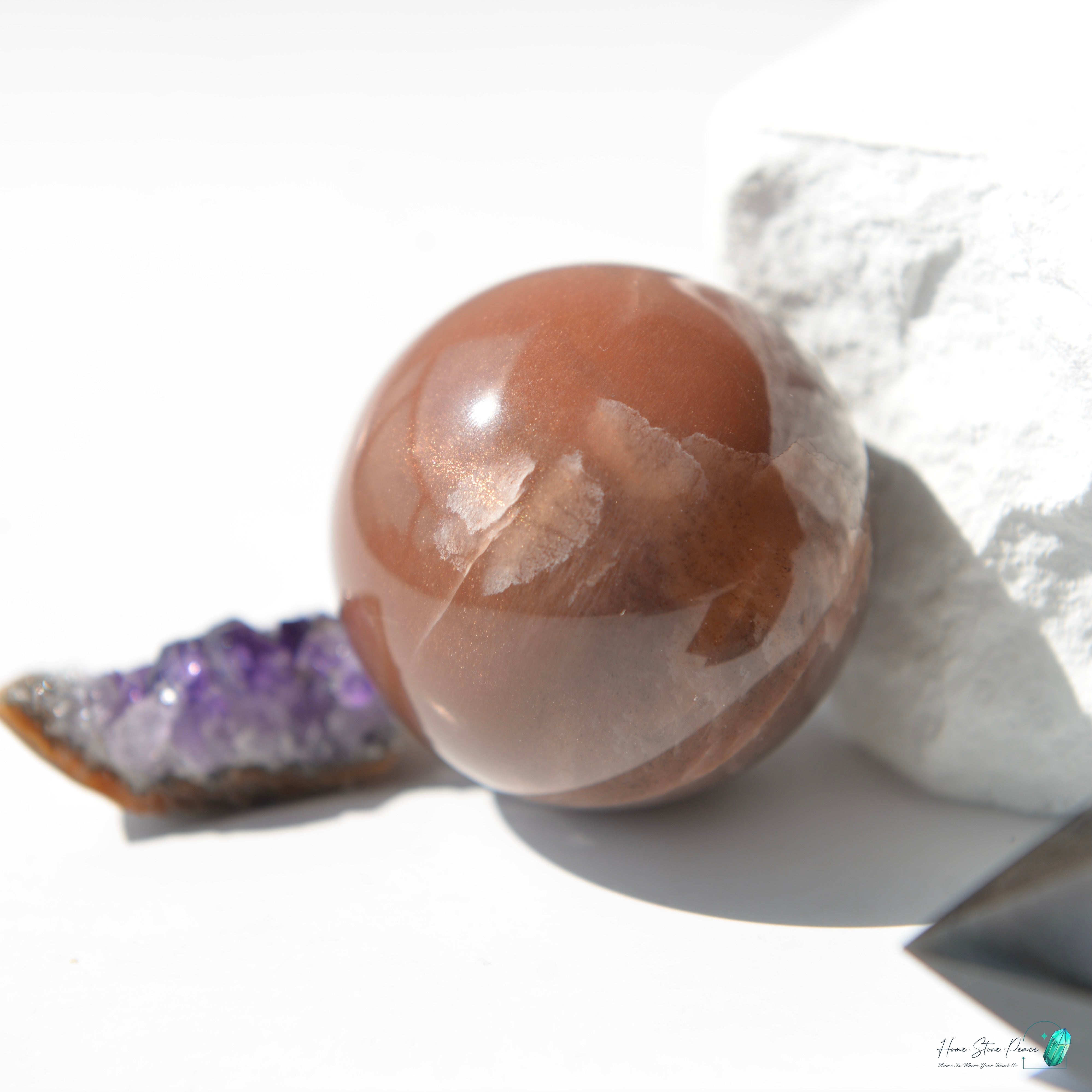 黑橙月亮石球 ブラックオレンジムーンストーン球