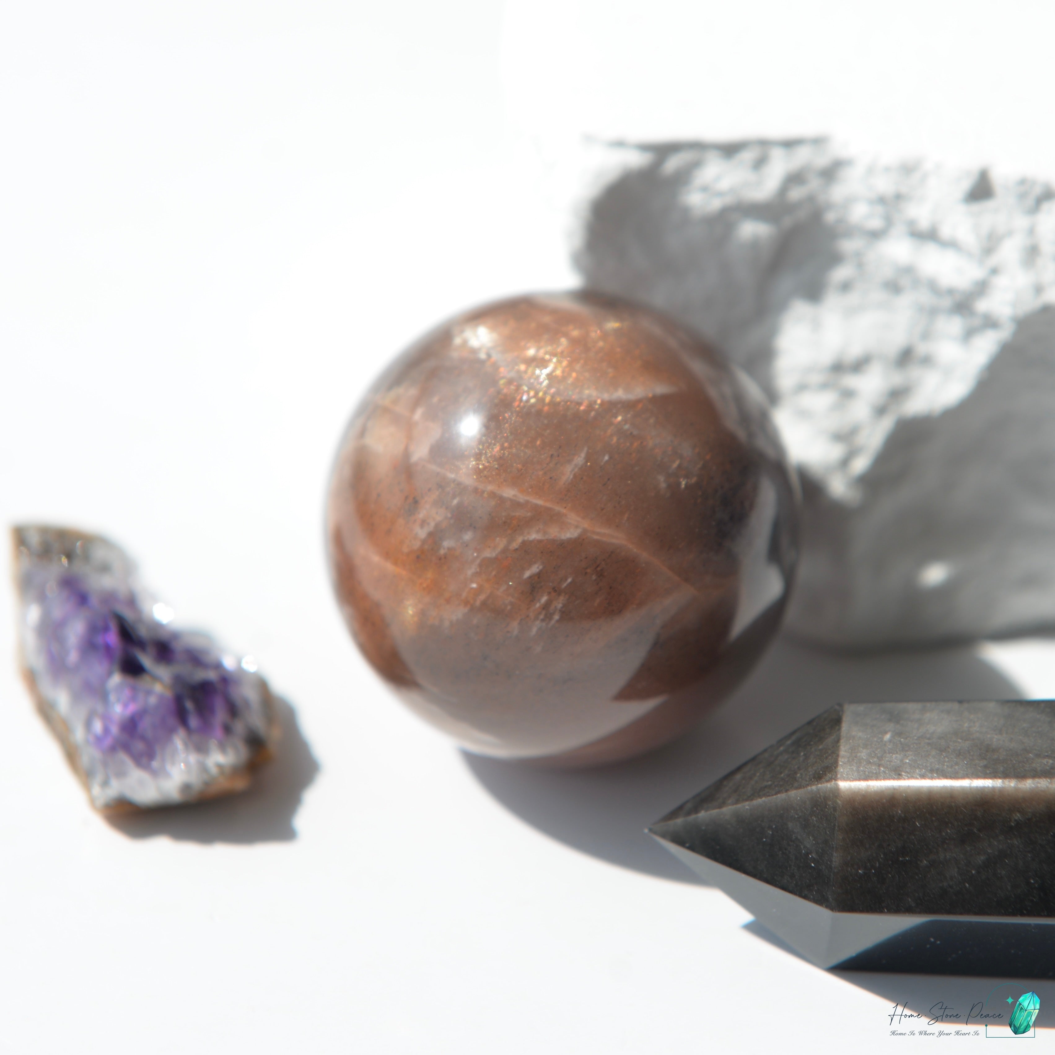 黑橙月亮石球 ブラックオレンジムーンストーン球