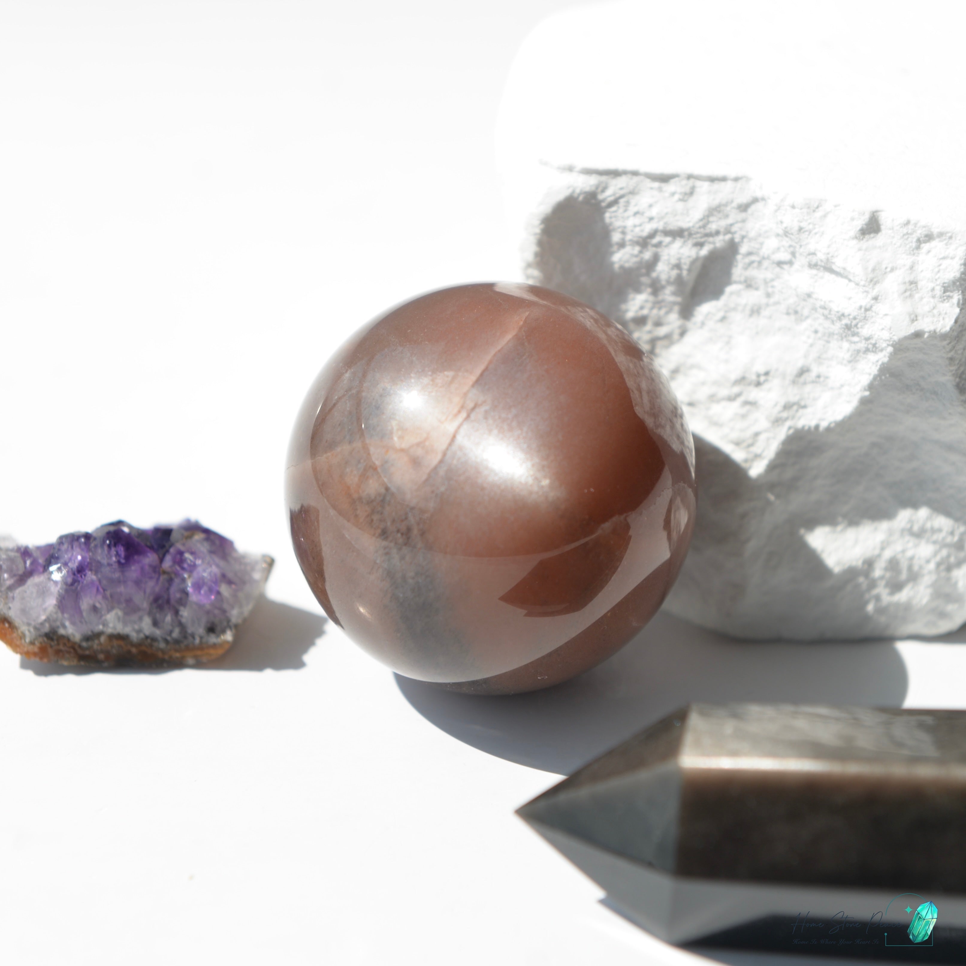 黑橙月亮石球 ブラックオレンジムーンストーン球