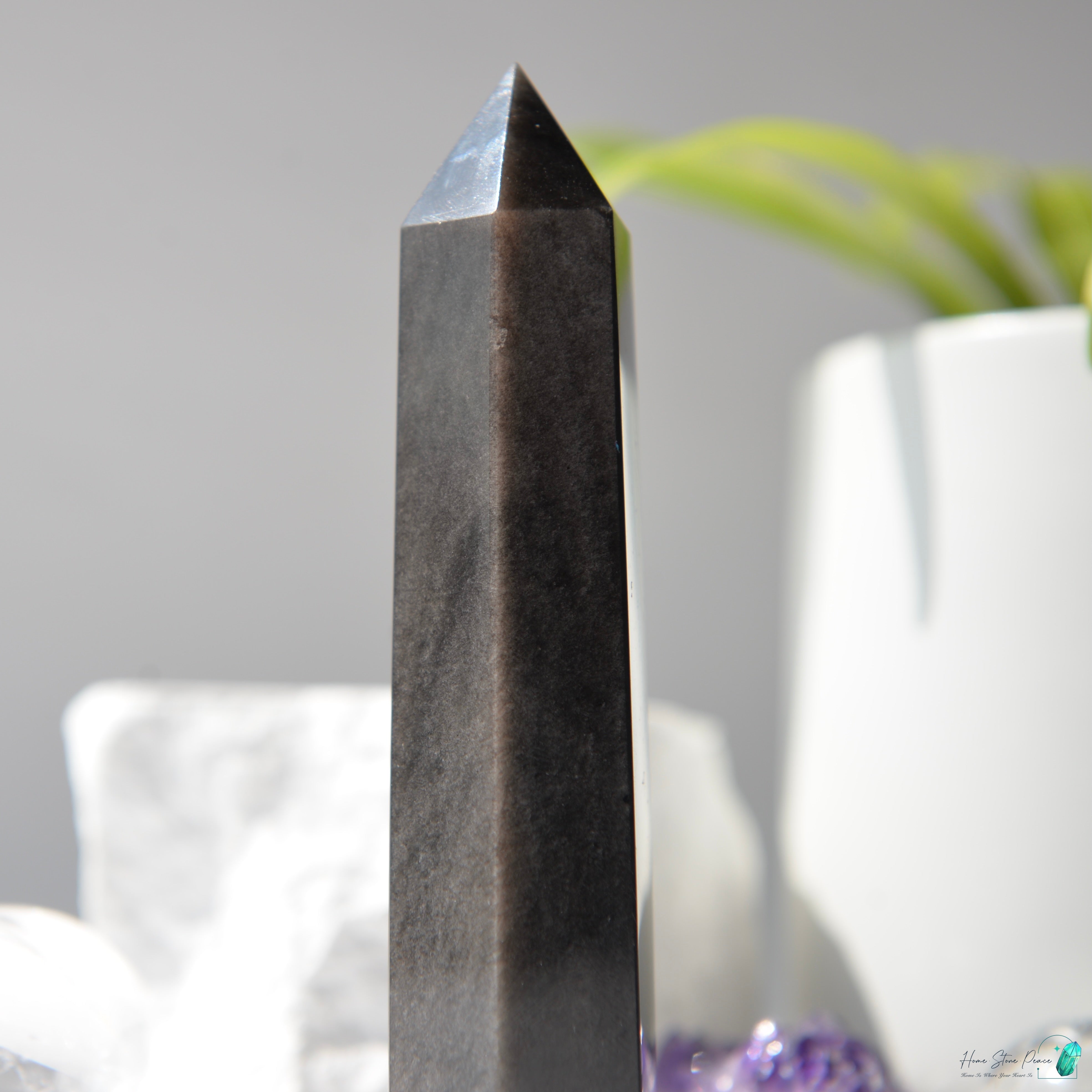 銀曜石小柱 Silver Sheen Obsidian Tower