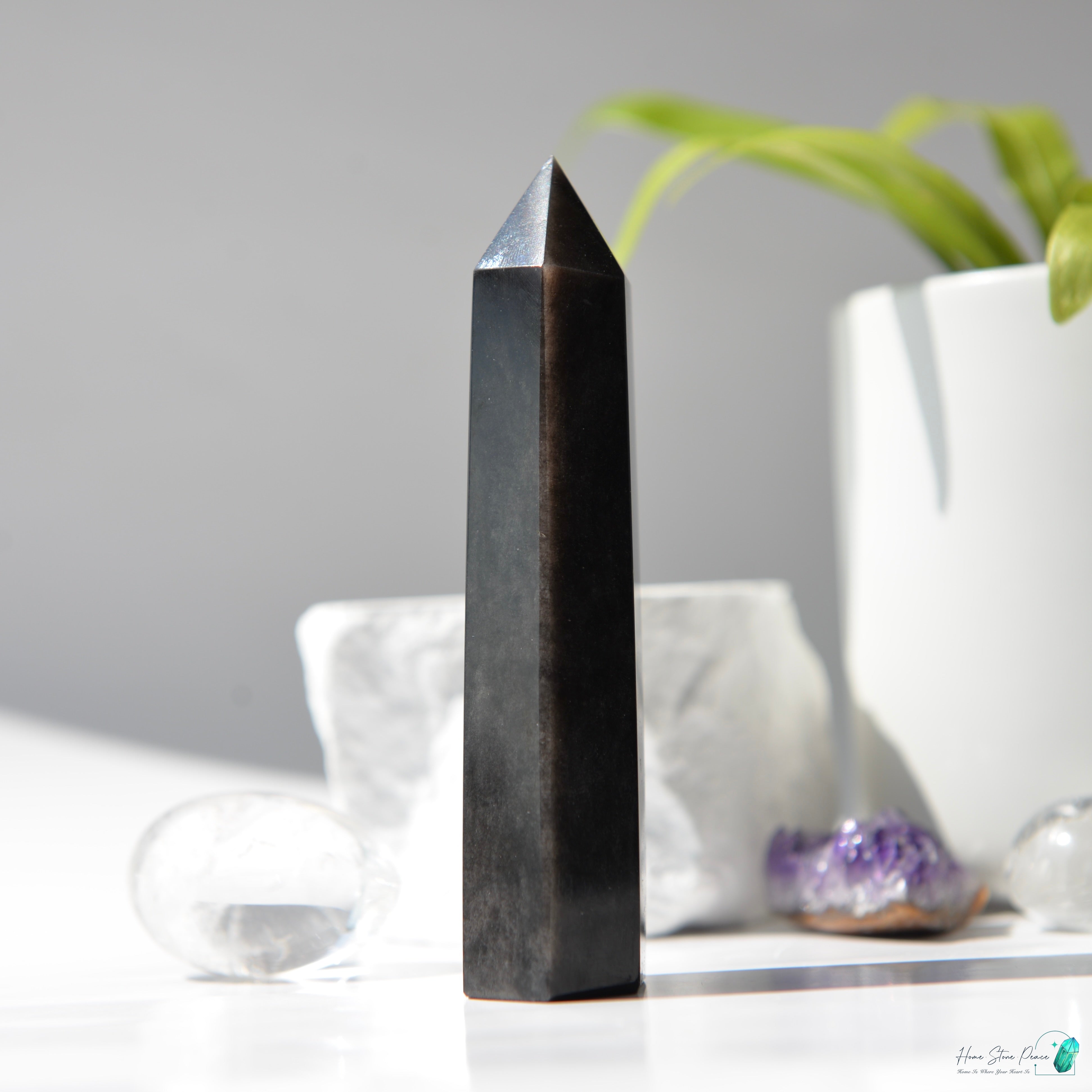 銀曜石小柱 Silver Sheen Obsidian Tower