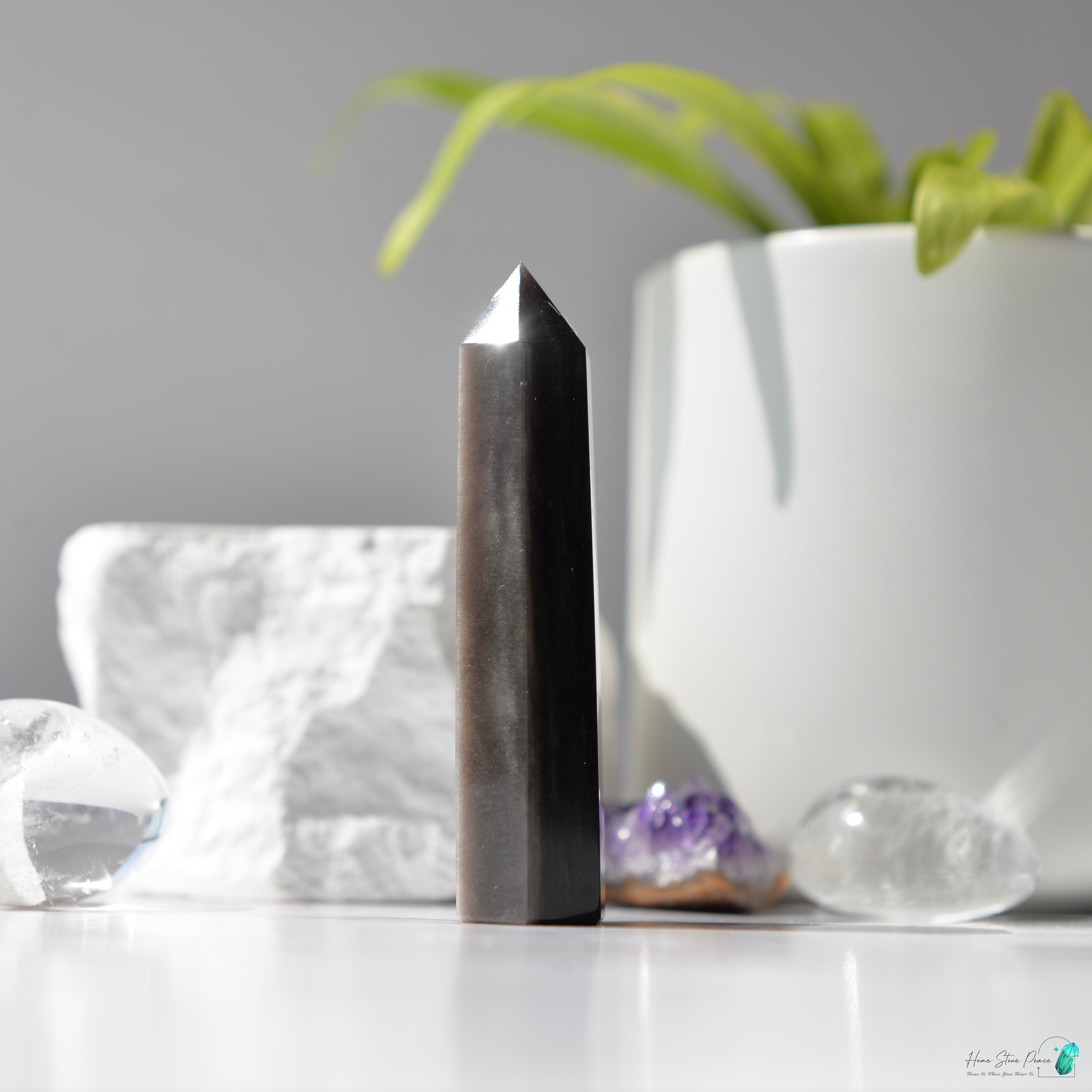 銀曜石小柱 Silver Sheen Obsidian Tower