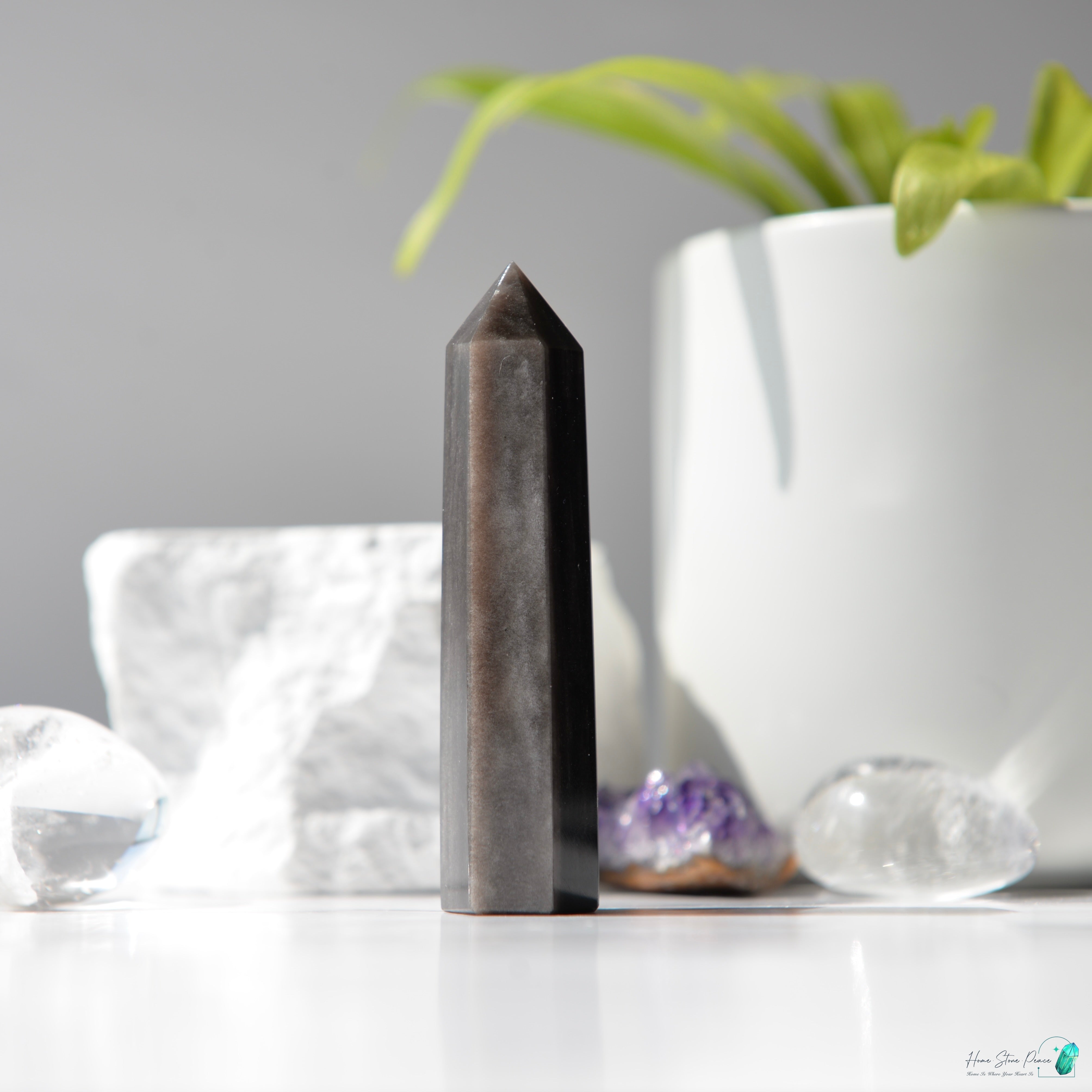 銀曜石小柱 Silver Sheen Obsidian Tower