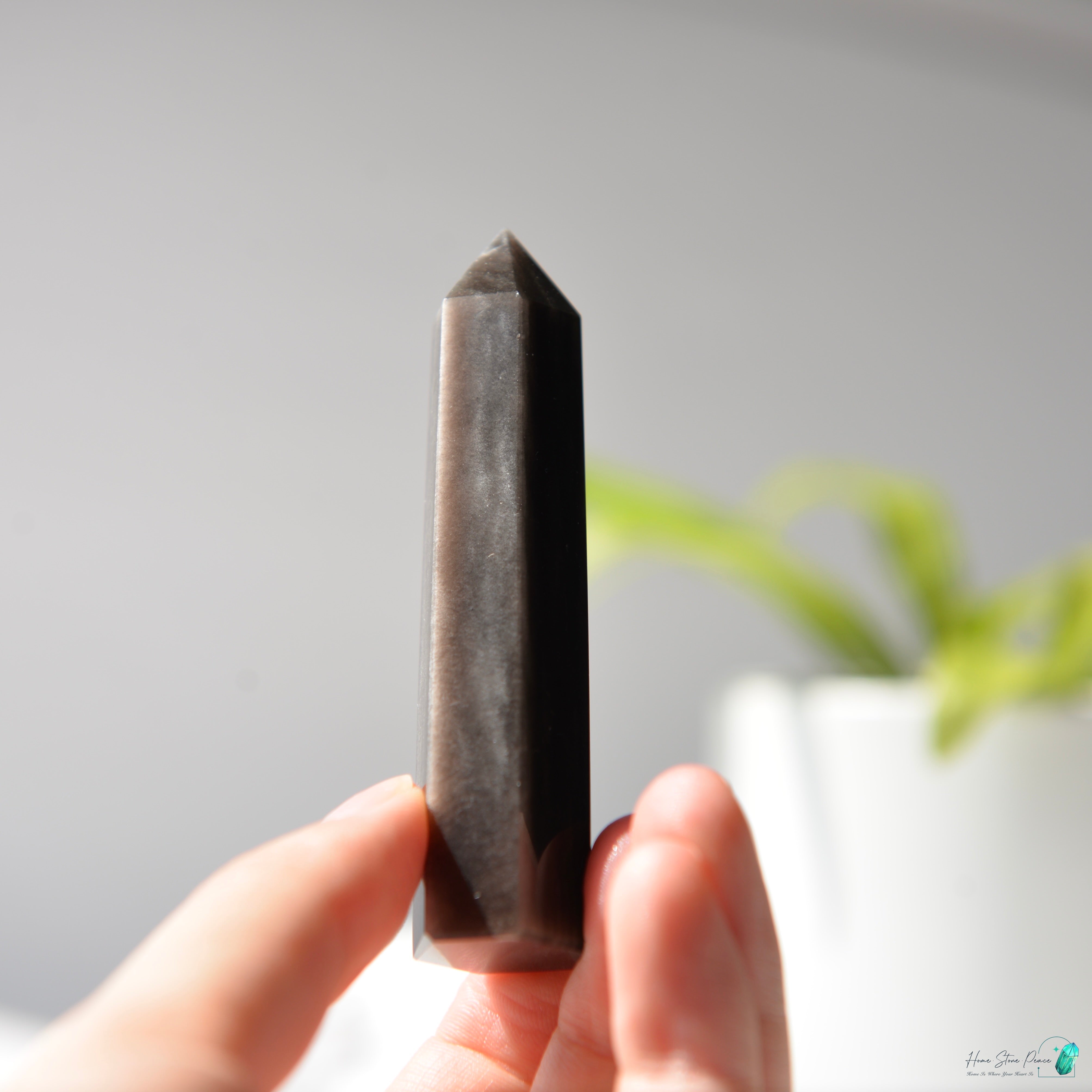 銀曜石小柱 Silver Sheen Obsidian Tower