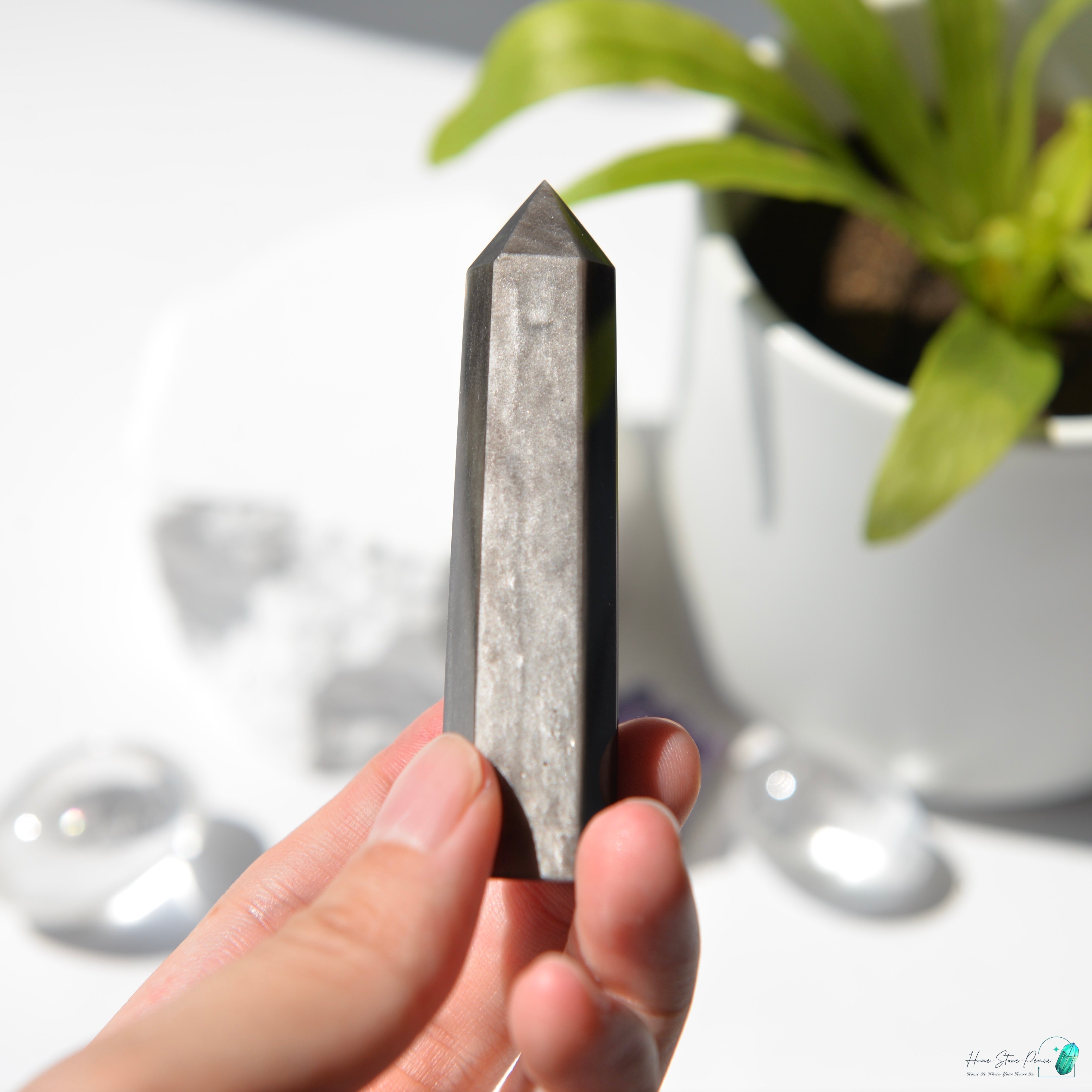 銀曜石小柱 Silver Sheen Obsidian Tower