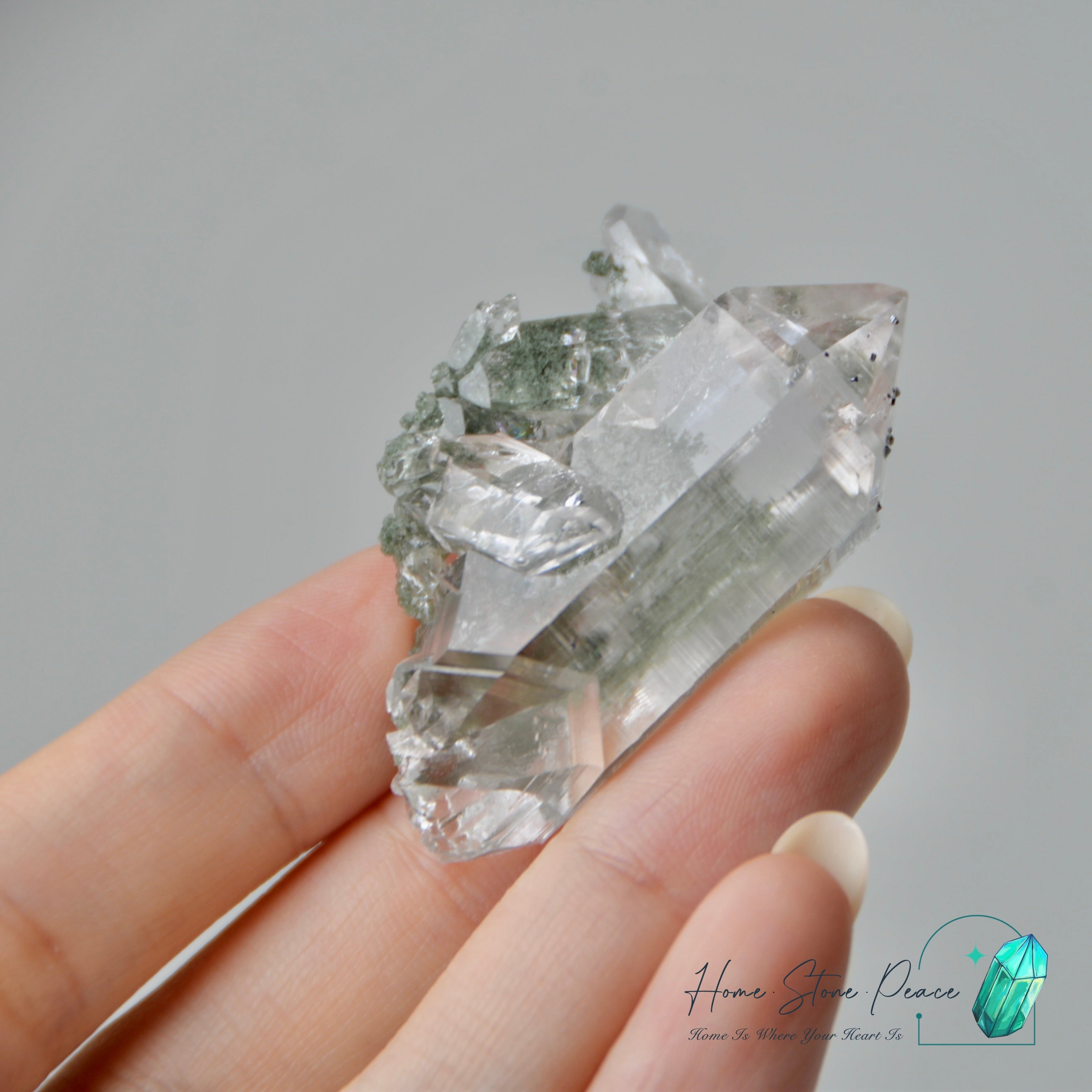 喜馬拉雅山綠幽靈共生水晶 Himalayan Quartz with Green Phantom (Chlorite)