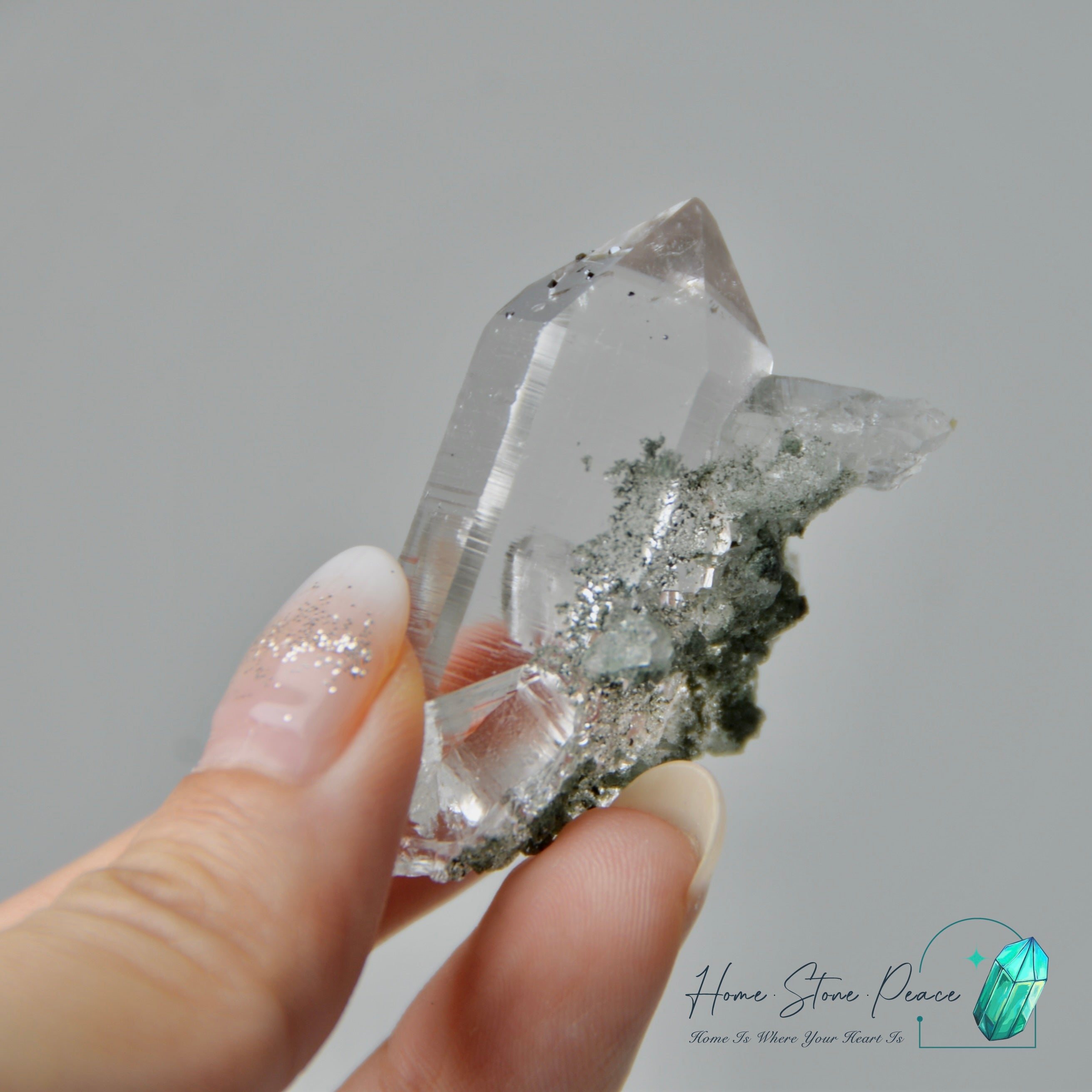 喜馬拉雅山綠幽靈共生水晶 Himalayan Quartz with Green Phantom (Chlorite)