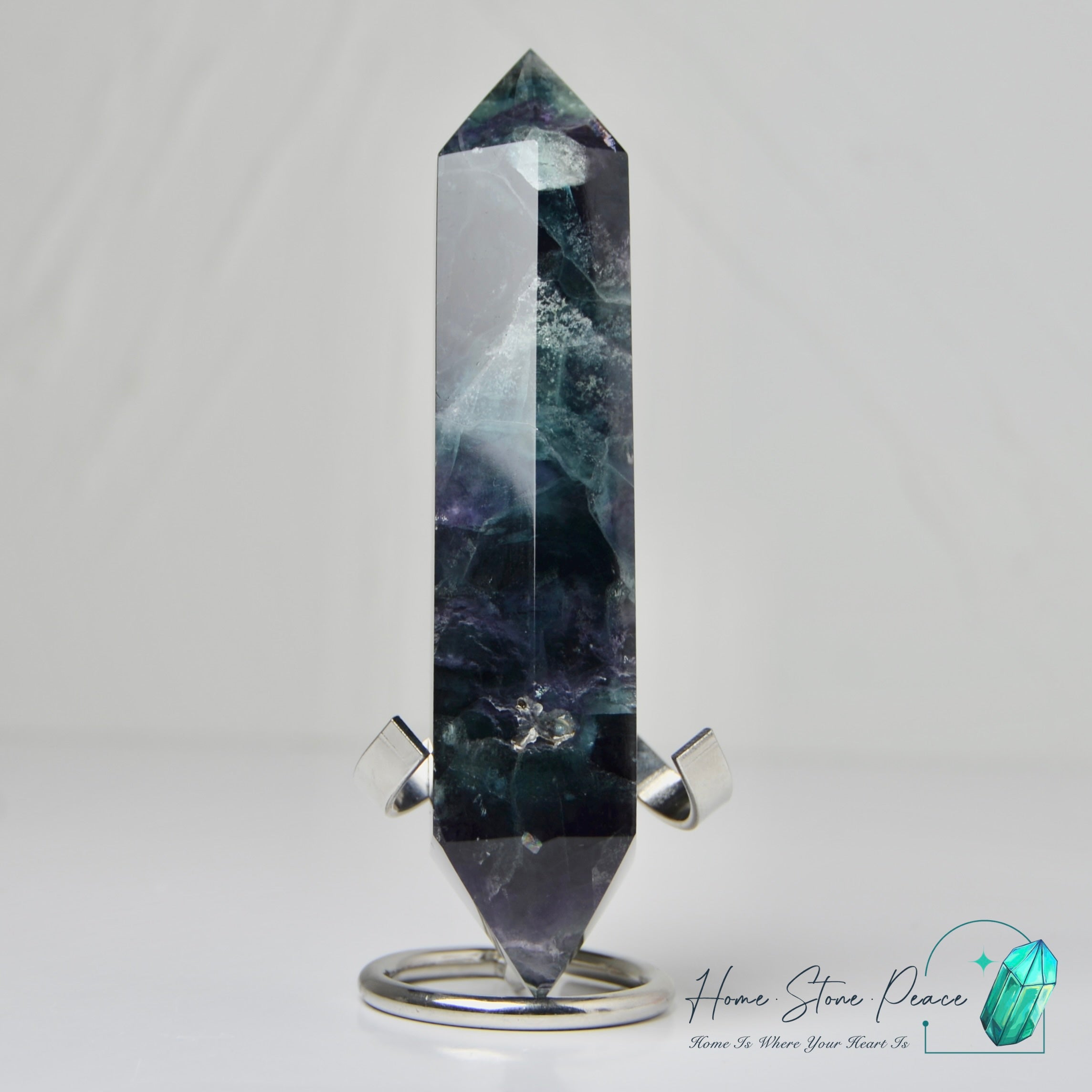 雙尖紫綠螢石柱 Double Terminated Green & Purple Fluorite Tower