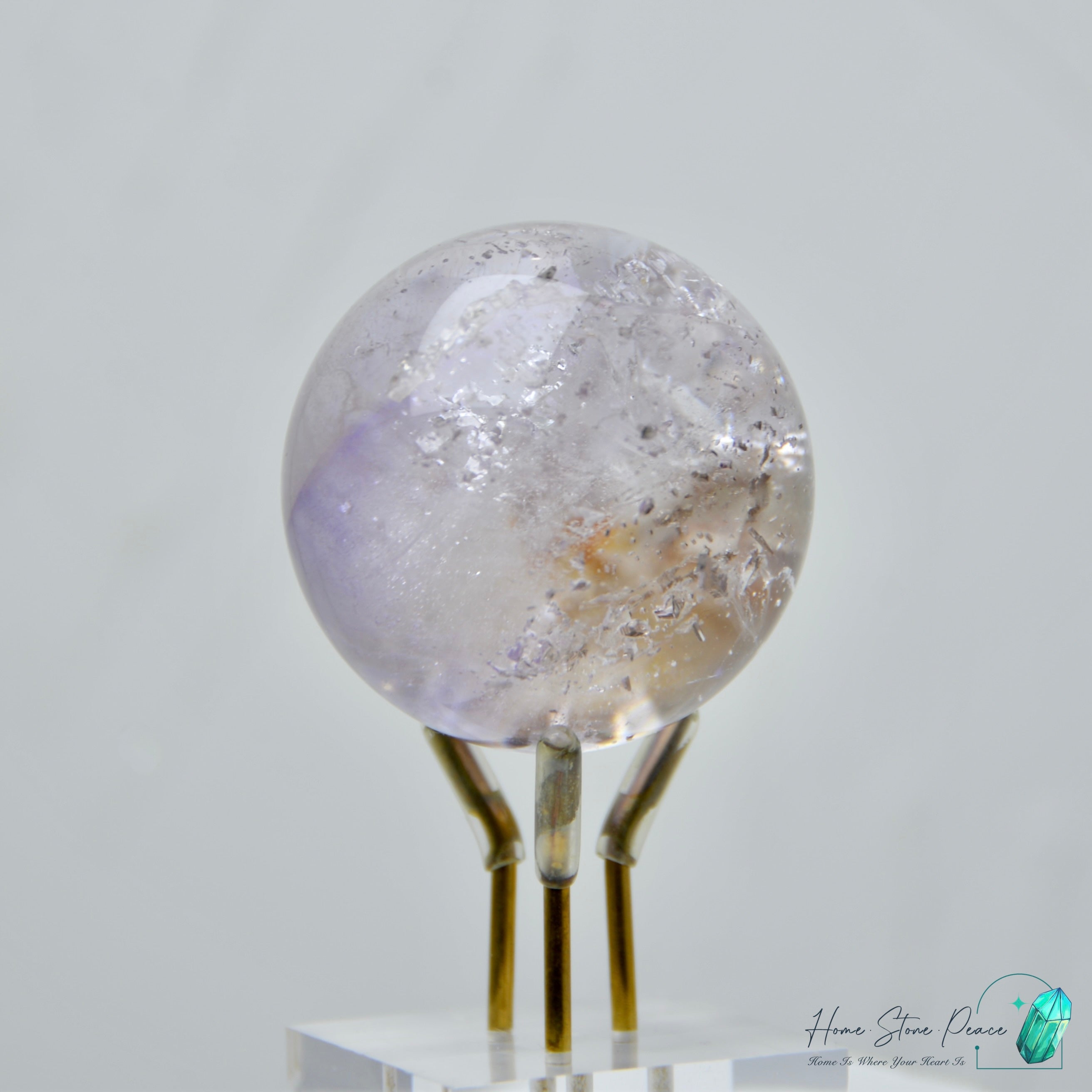 紫骸骨黃泥水晶球 Skeletal Amethyst Sphere with Yellow Mud Inclusion