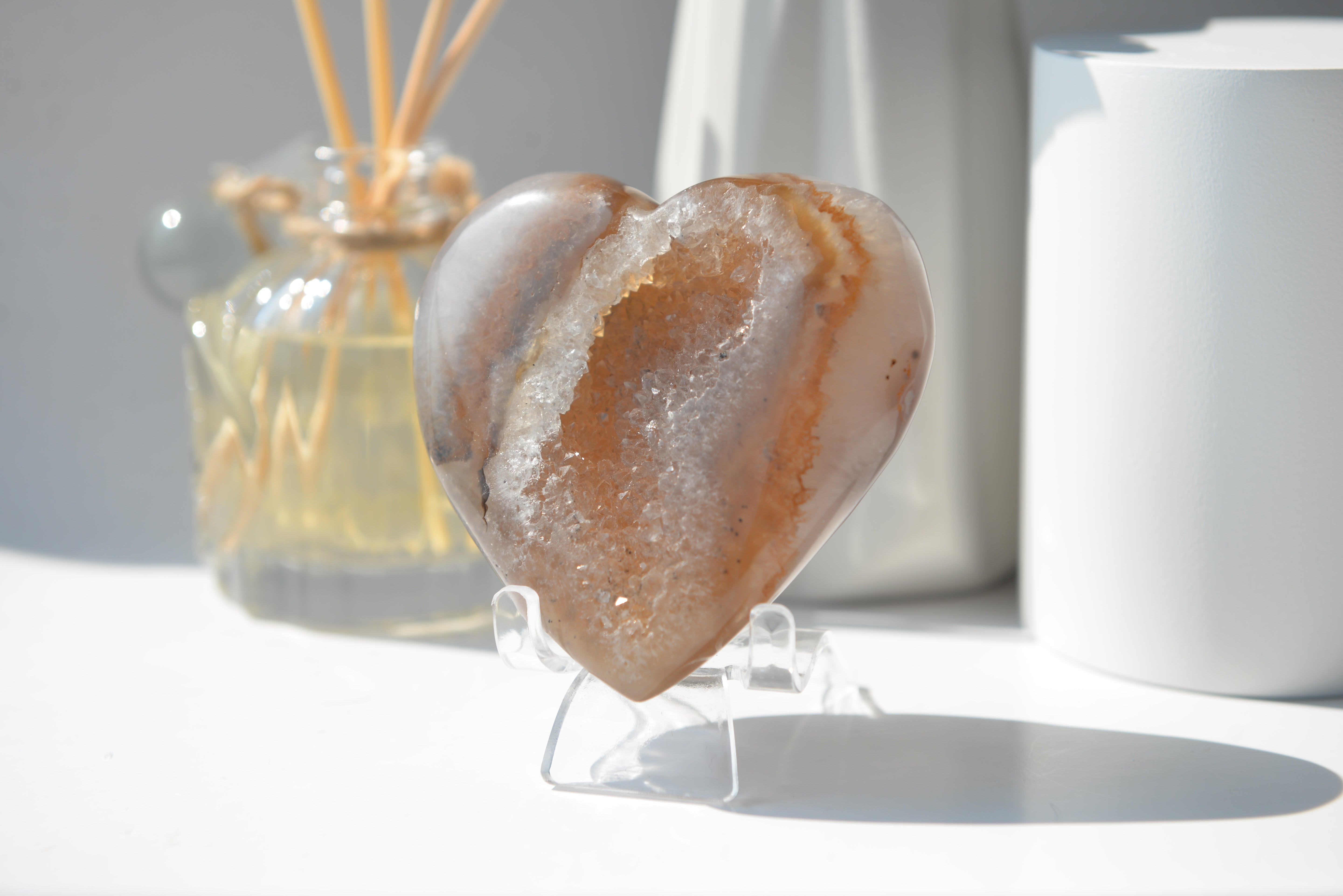 焦糖色瑪瑙晶洞心 Caramel Agate Geode Heart