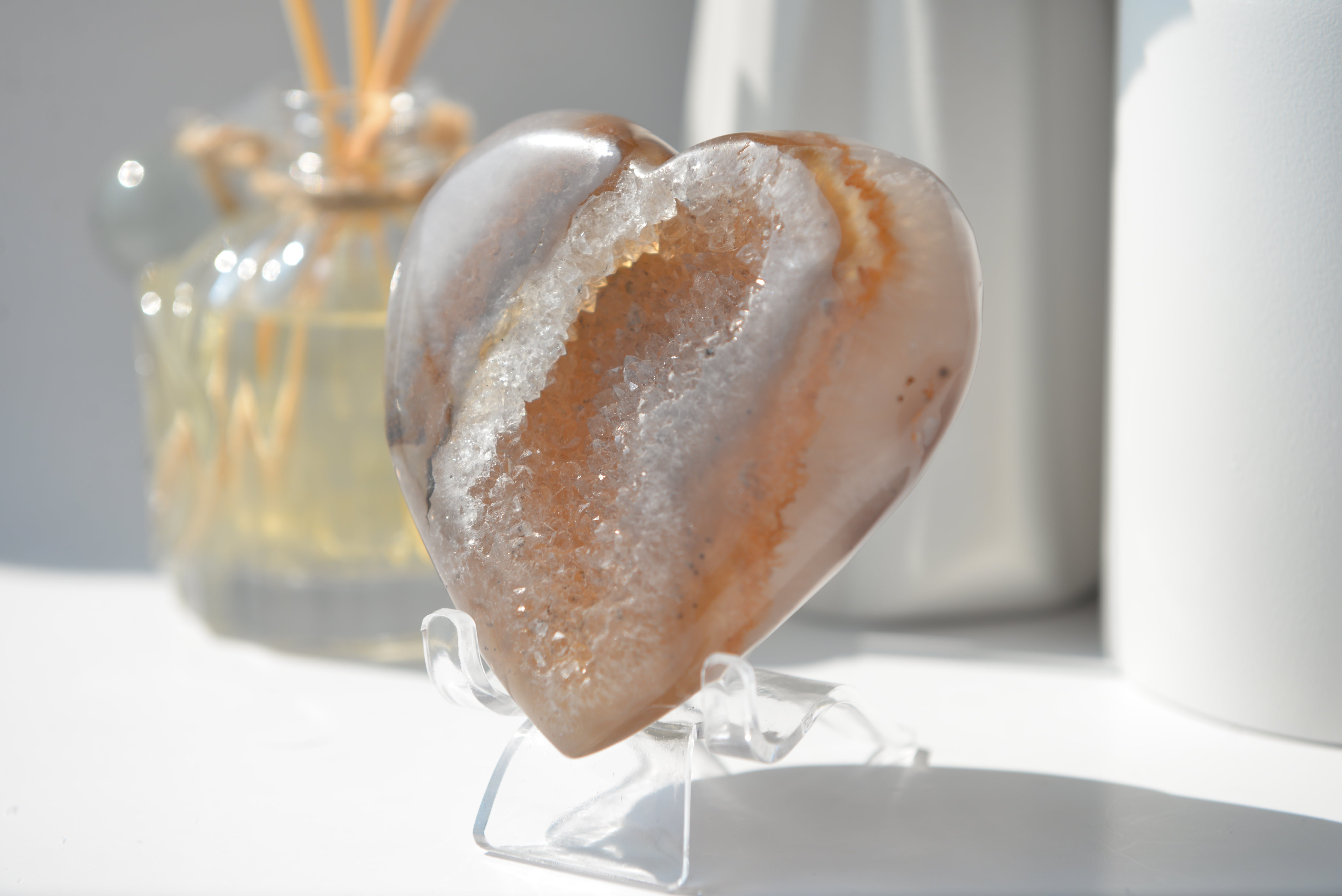 焦糖色瑪瑙晶洞心 Caramel Agate Geode Heart