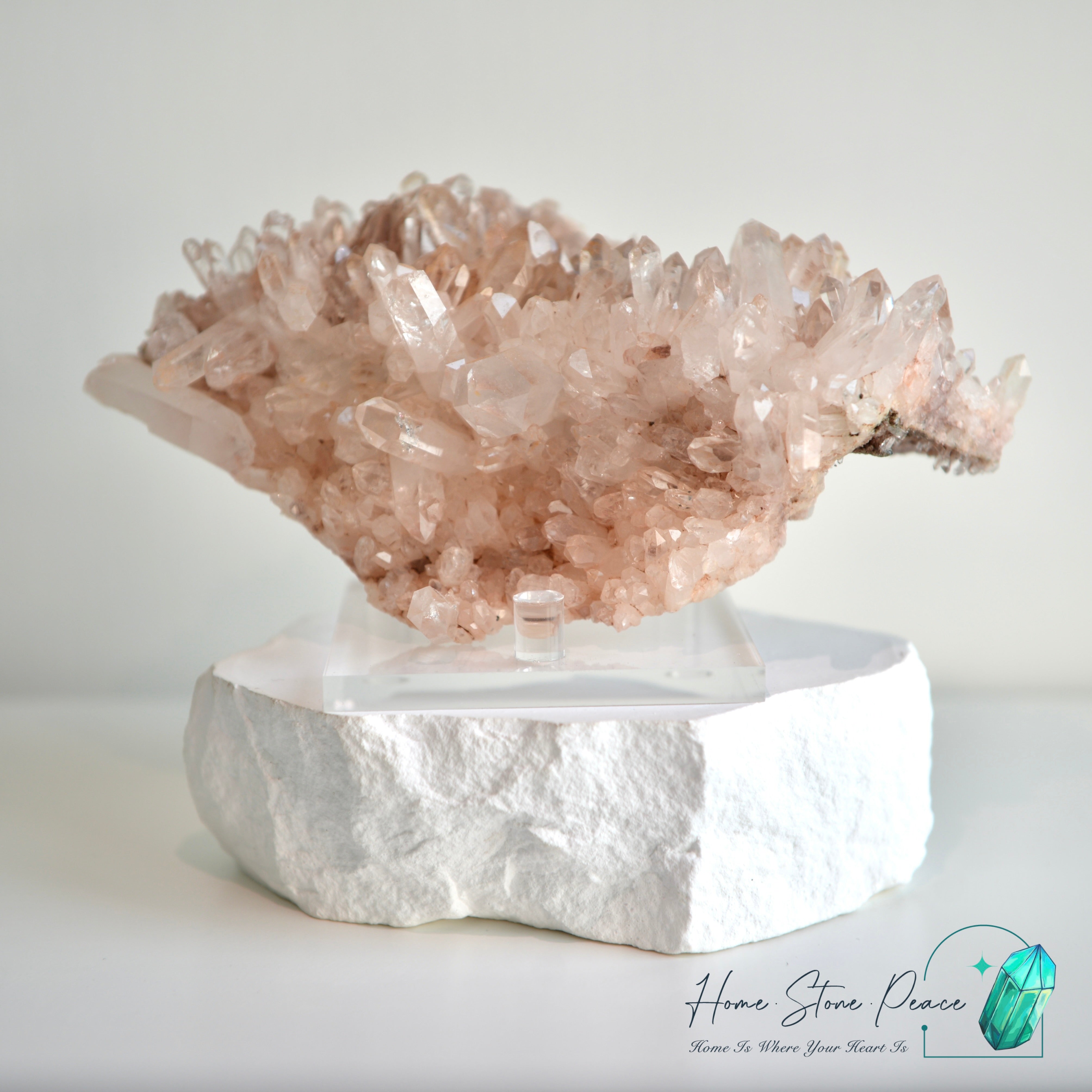 哥倫比亞粉紅雷姆利亞水晶簇 Columbian Pink Lemurian Quartz Cluster