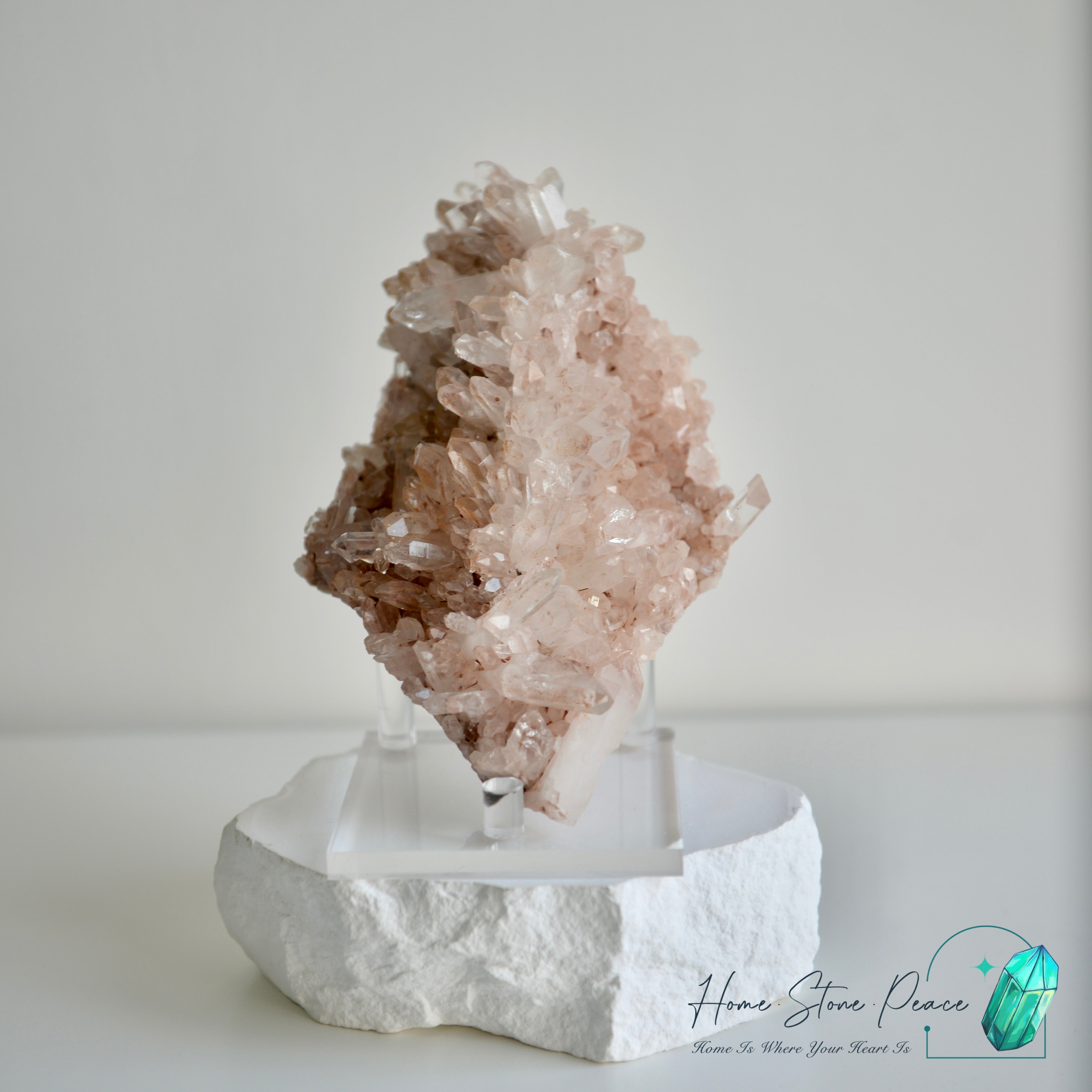 哥倫比亞粉紅雷姆利亞水晶簇 Columbian Pink Lemurian Quartz Cluster