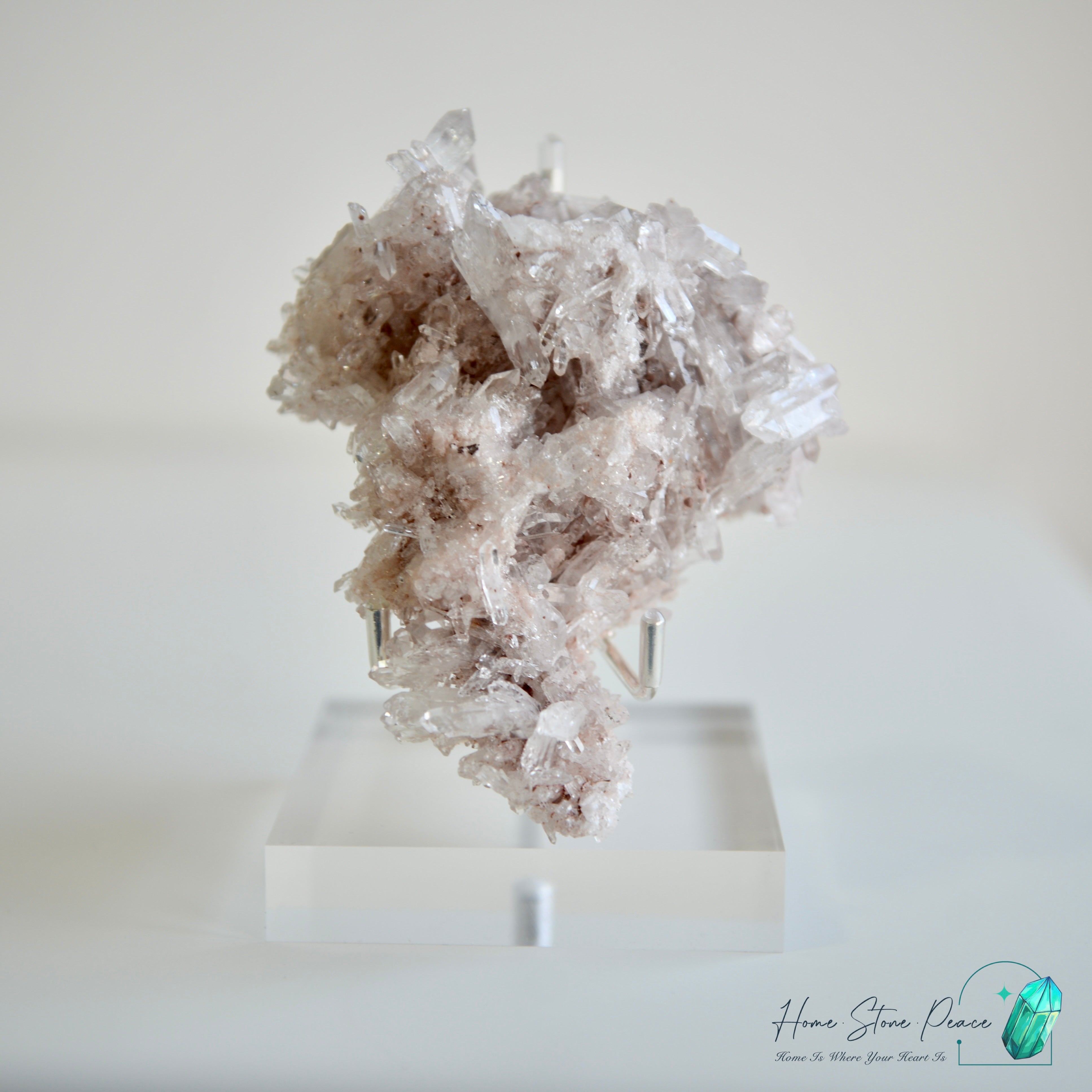 哥倫比亞粉紅雷姆利亞縫合水晶簇 Columbian Pink Lemurian Quartz Cluster with Faden Quartz