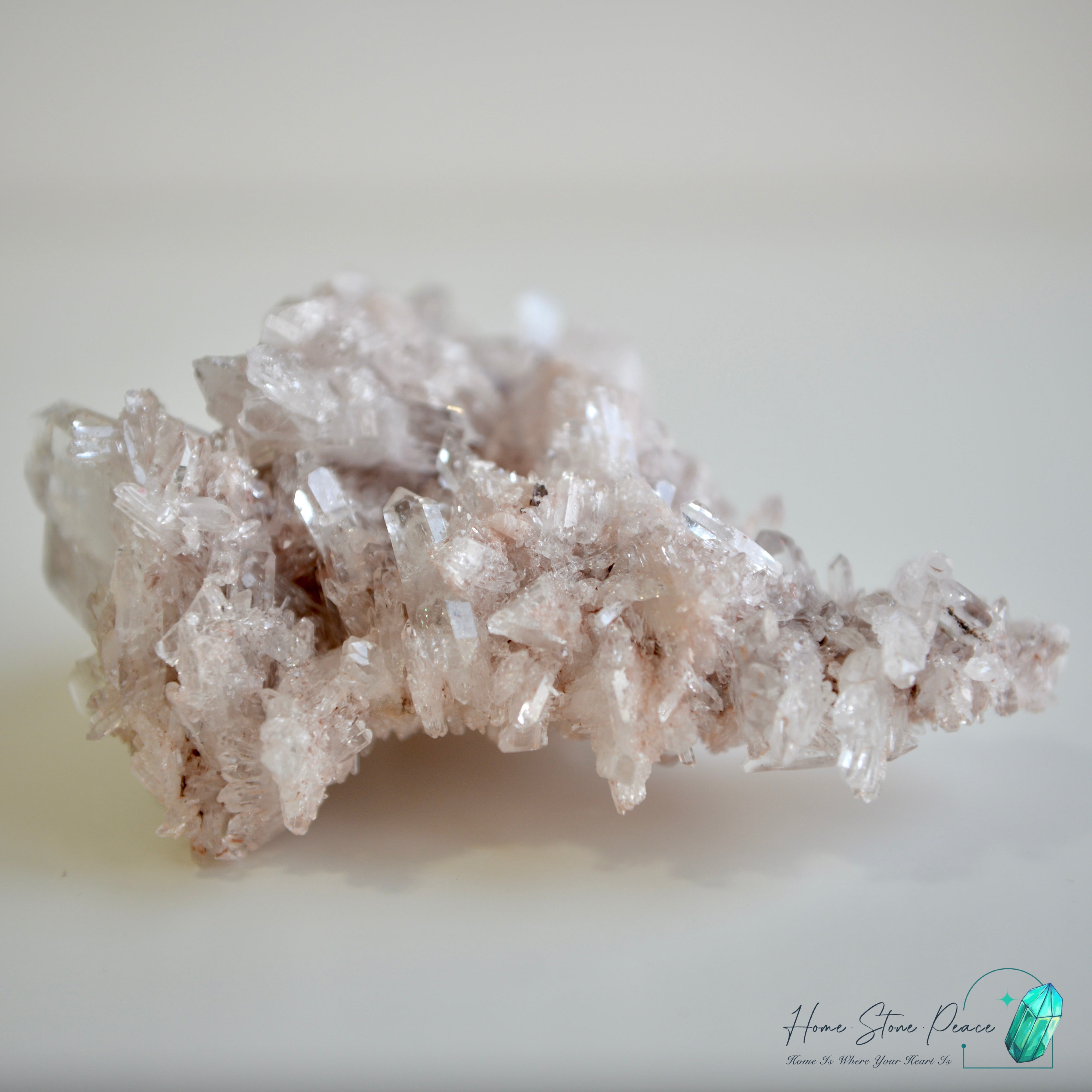 哥倫比亞粉紅雷姆利亞縫合水晶簇 Columbian Pink Lemurian Quartz Cluster with Faden Quartz