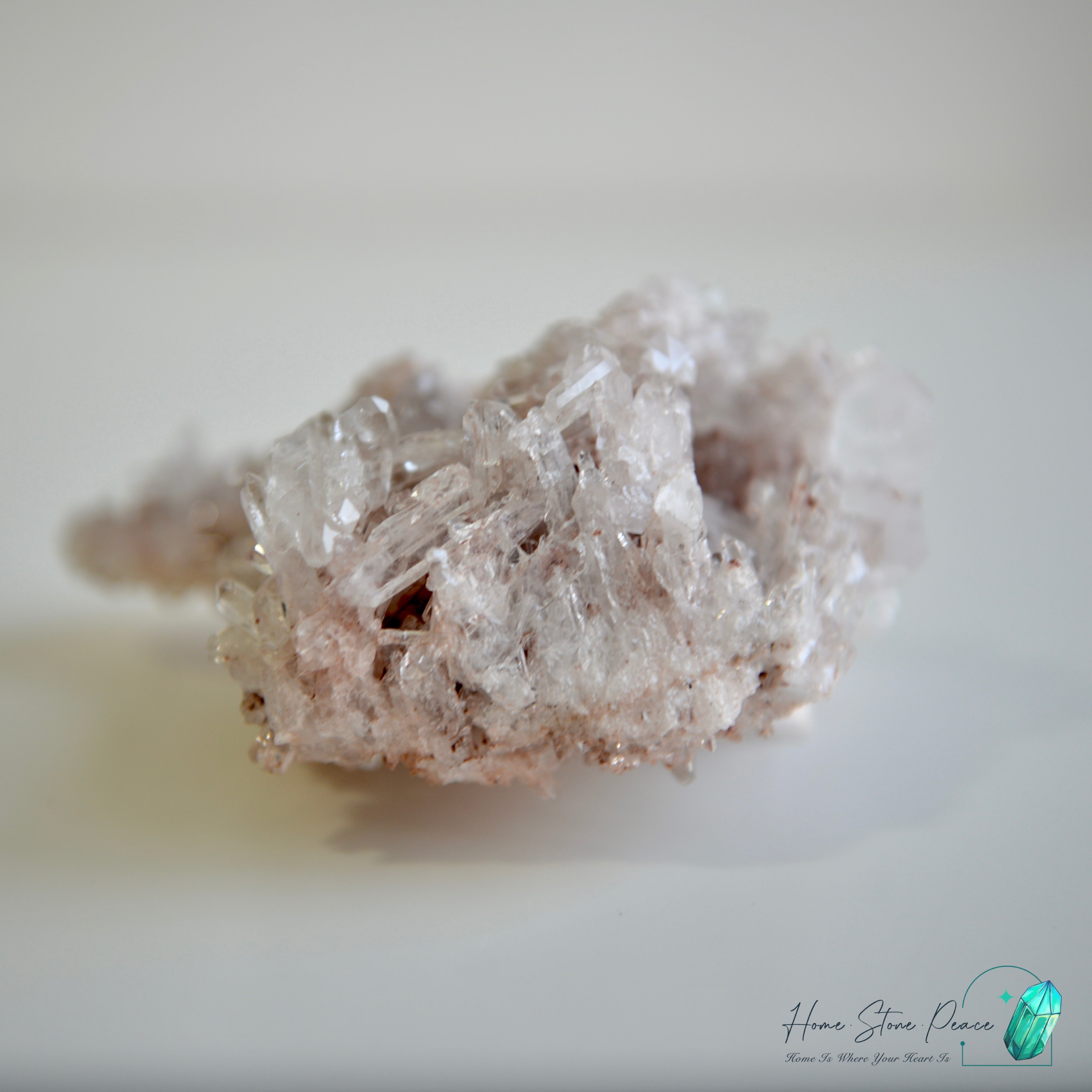 哥倫比亞粉紅雷姆利亞縫合水晶簇 Columbian Pink Lemurian Quartz Cluster with Faden Quartz