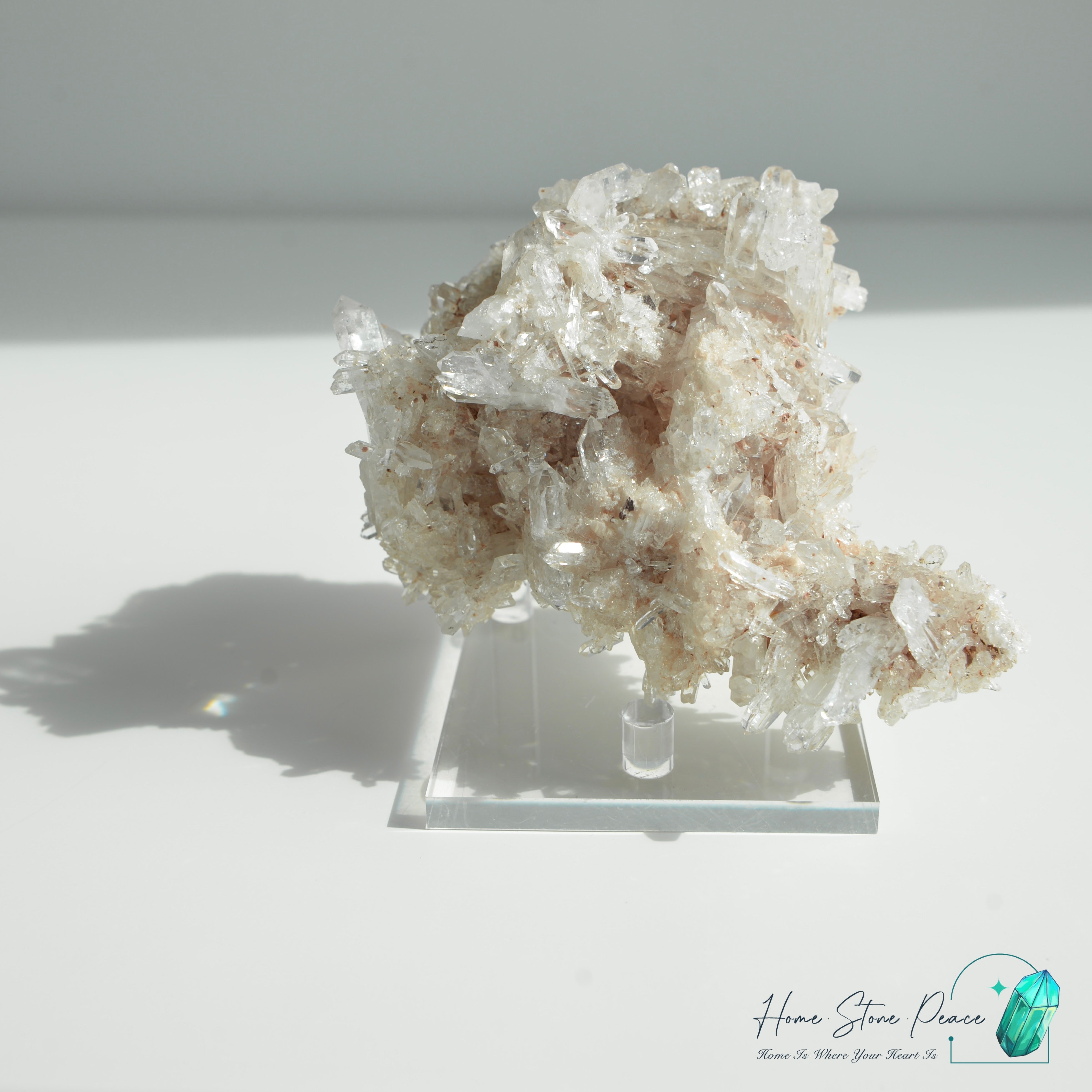 哥倫比亞粉紅雷姆利亞縫合水晶簇 Columbian Pink Lemurian Quartz Cluster with Faden Quartz