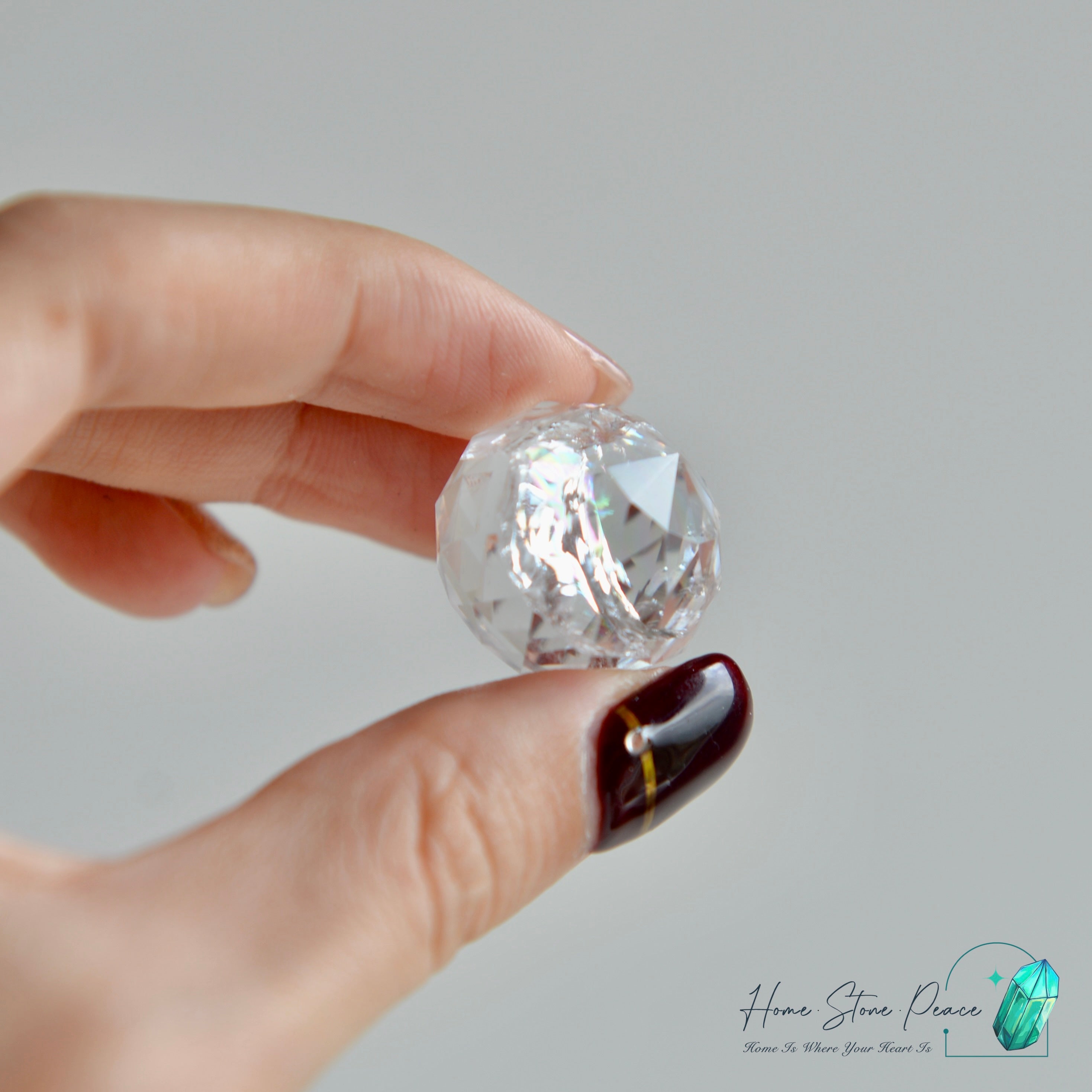 多面彩虹白水晶小球 Mini Faceted Clear Quartz Ball with Rainbows