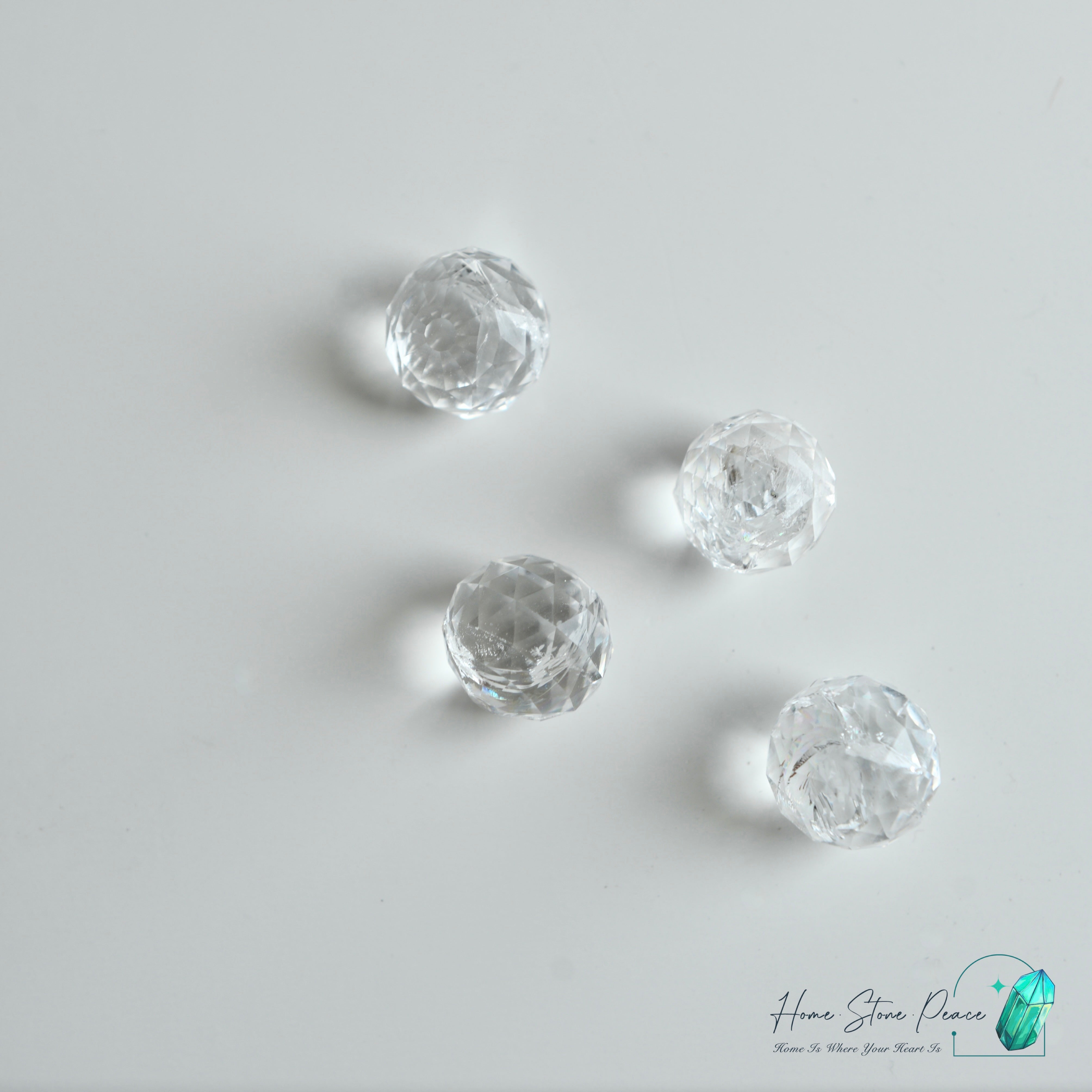 多面彩虹白水晶小球 Mini Faceted Clear Quartz Ball with Rainbows