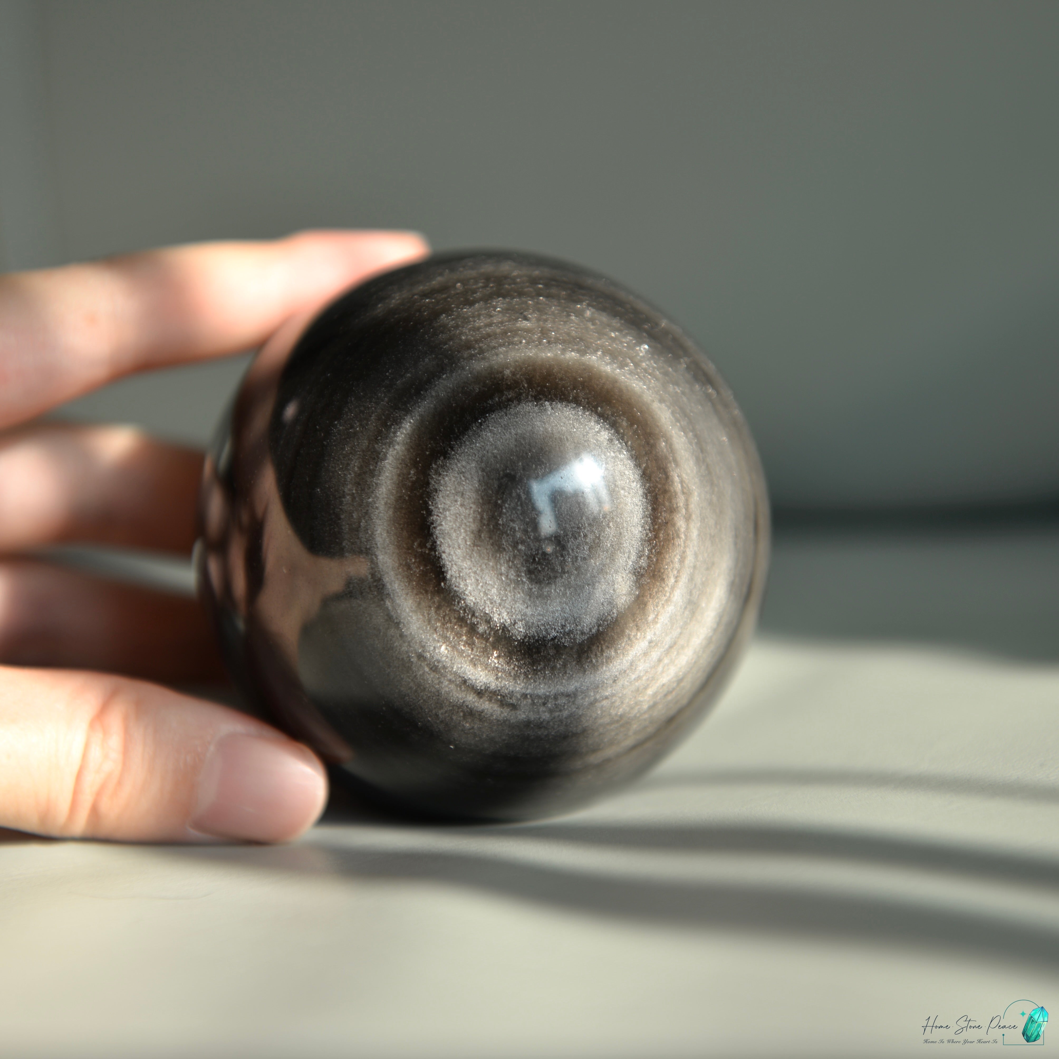 銀曜石球 Silver Sheen Obsidian Sphere