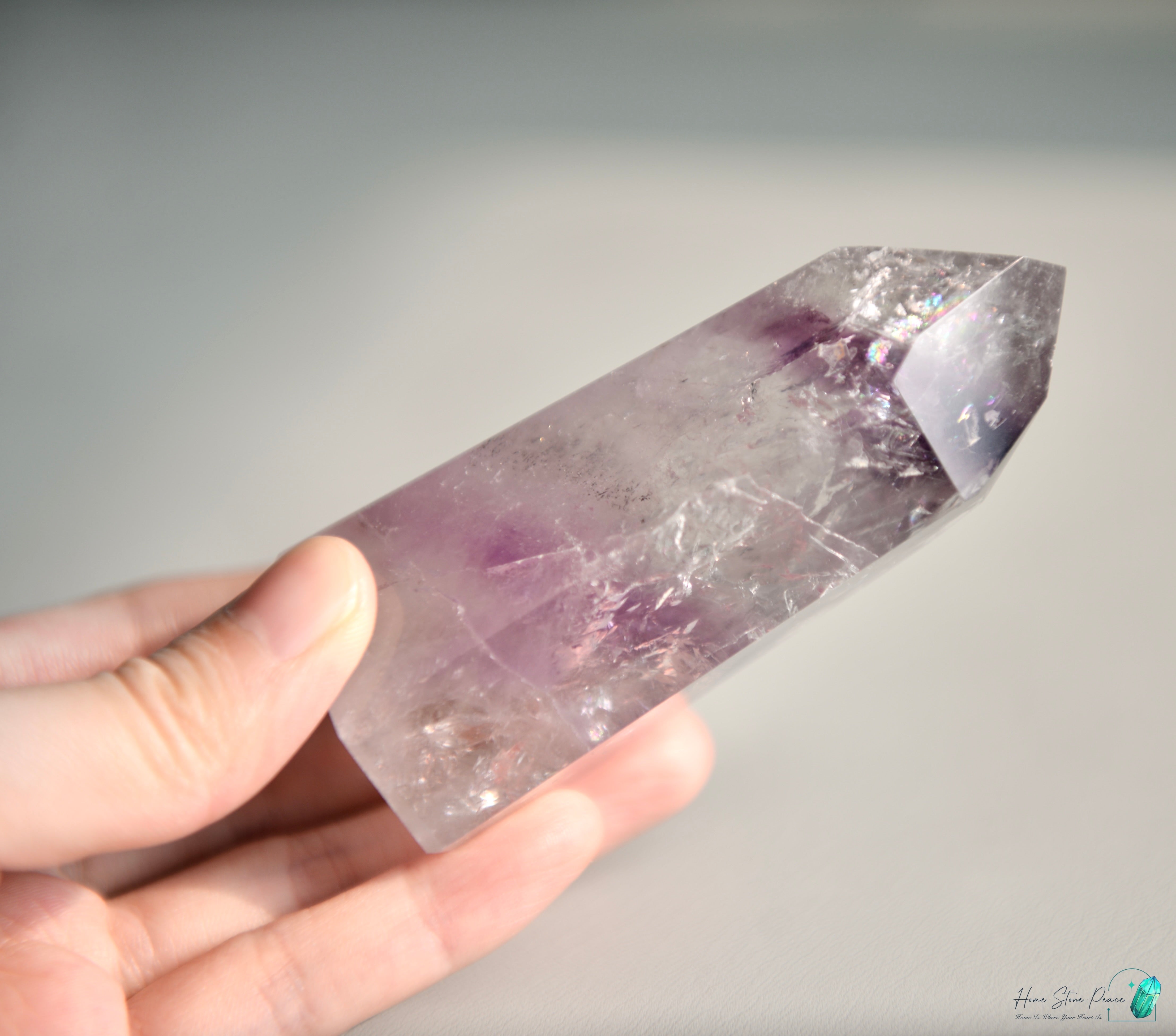 巴西幻影彩虹紫水晶柱 Brazilian Amethyst Phantom Tower with Rainbow